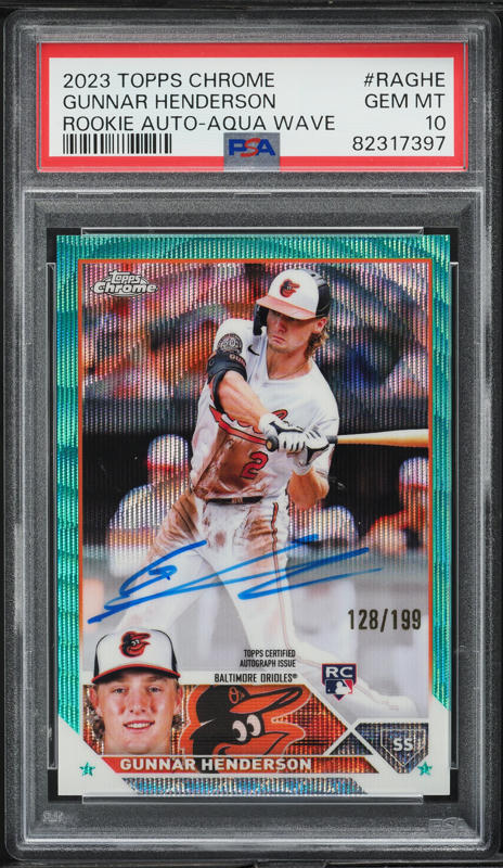2023 Topps Chrome Aqua Wave Gunnar Henderson ROOKIE AUTO /199