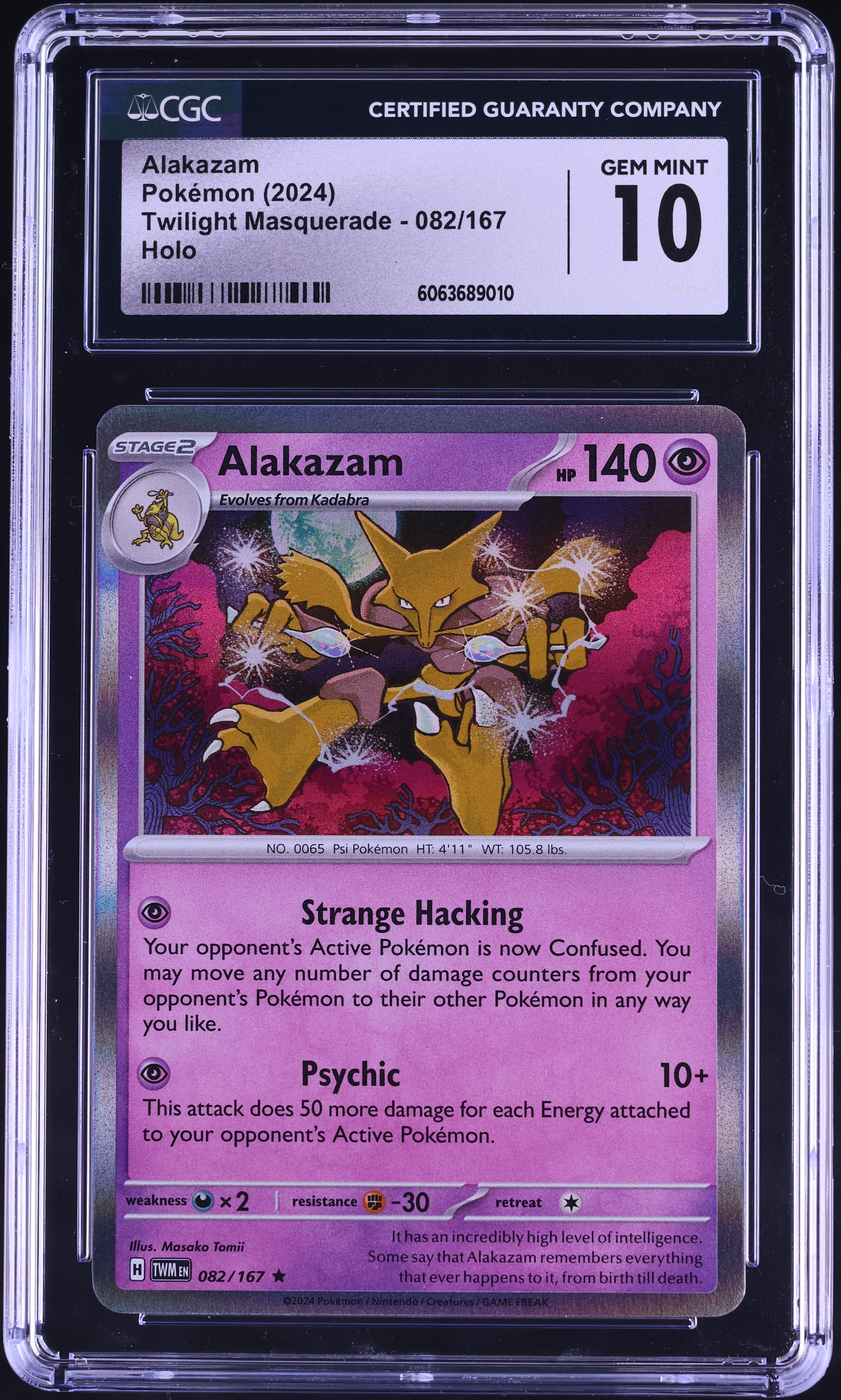 2024 Pokemon SV Twilight Masquerade Holo Alakazam #82 CGC 10 GEM