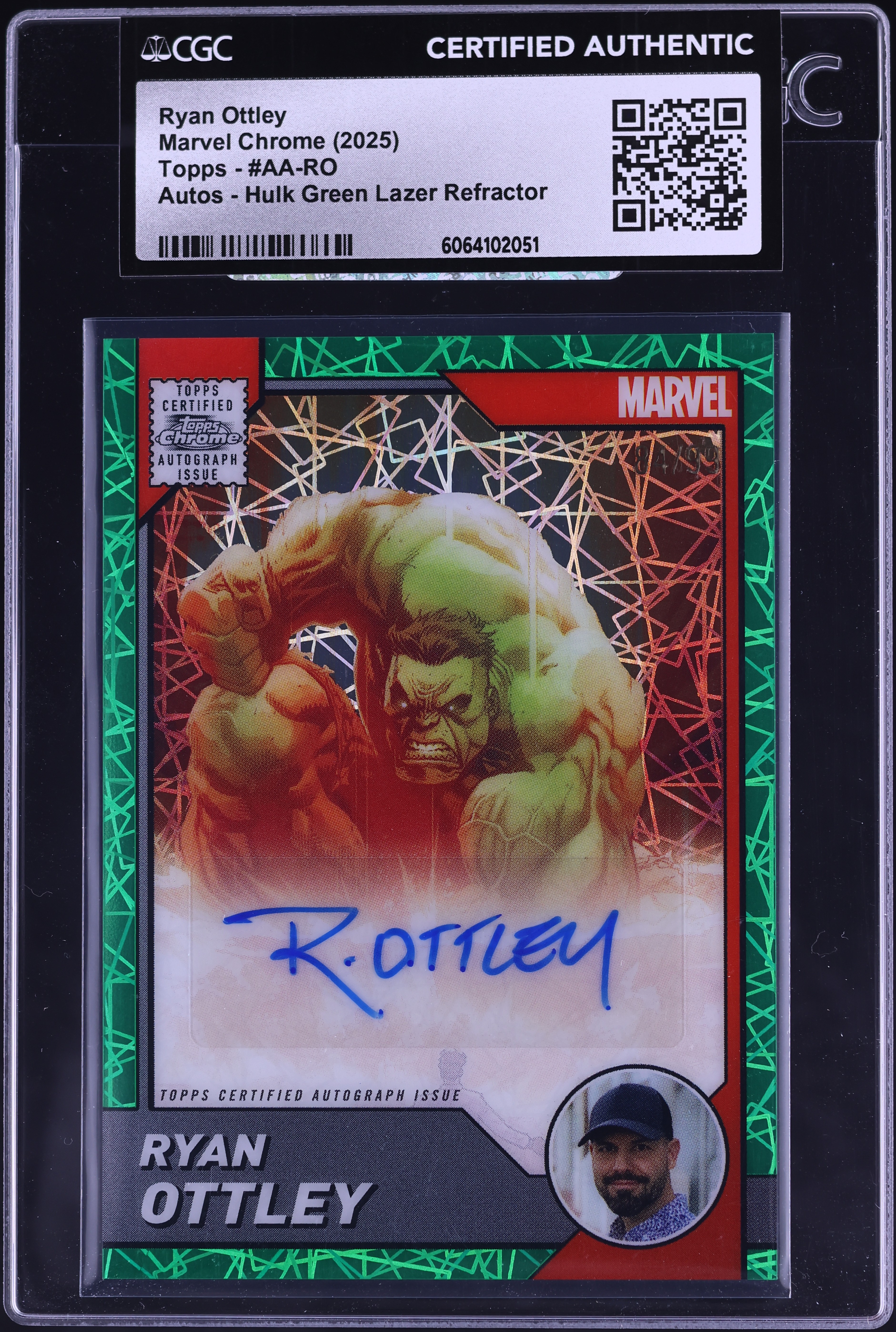 2025 Topps Chrome Marvel Hulk Green Lazer Ref. Ryan Ottley AUTO