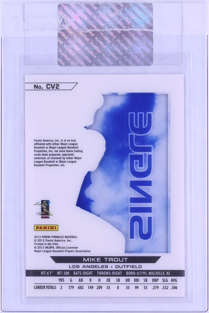 2013 Panini Pinnacle Clear Vision Single Mike Trout #CV2 CGC AUTH