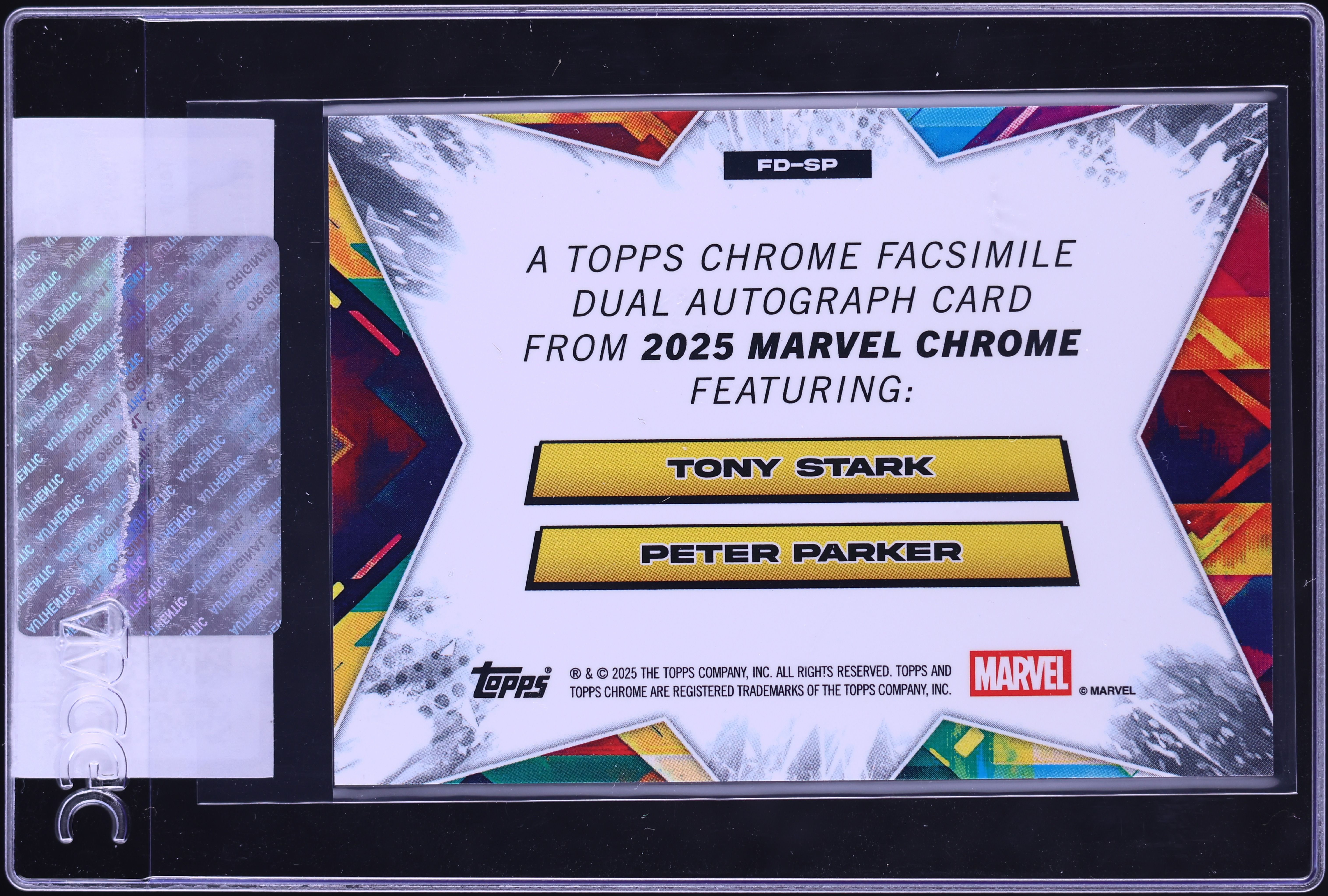 2025 Marvel Chrome Facsimile Gold Wave Tony Stark Peter Parker /50