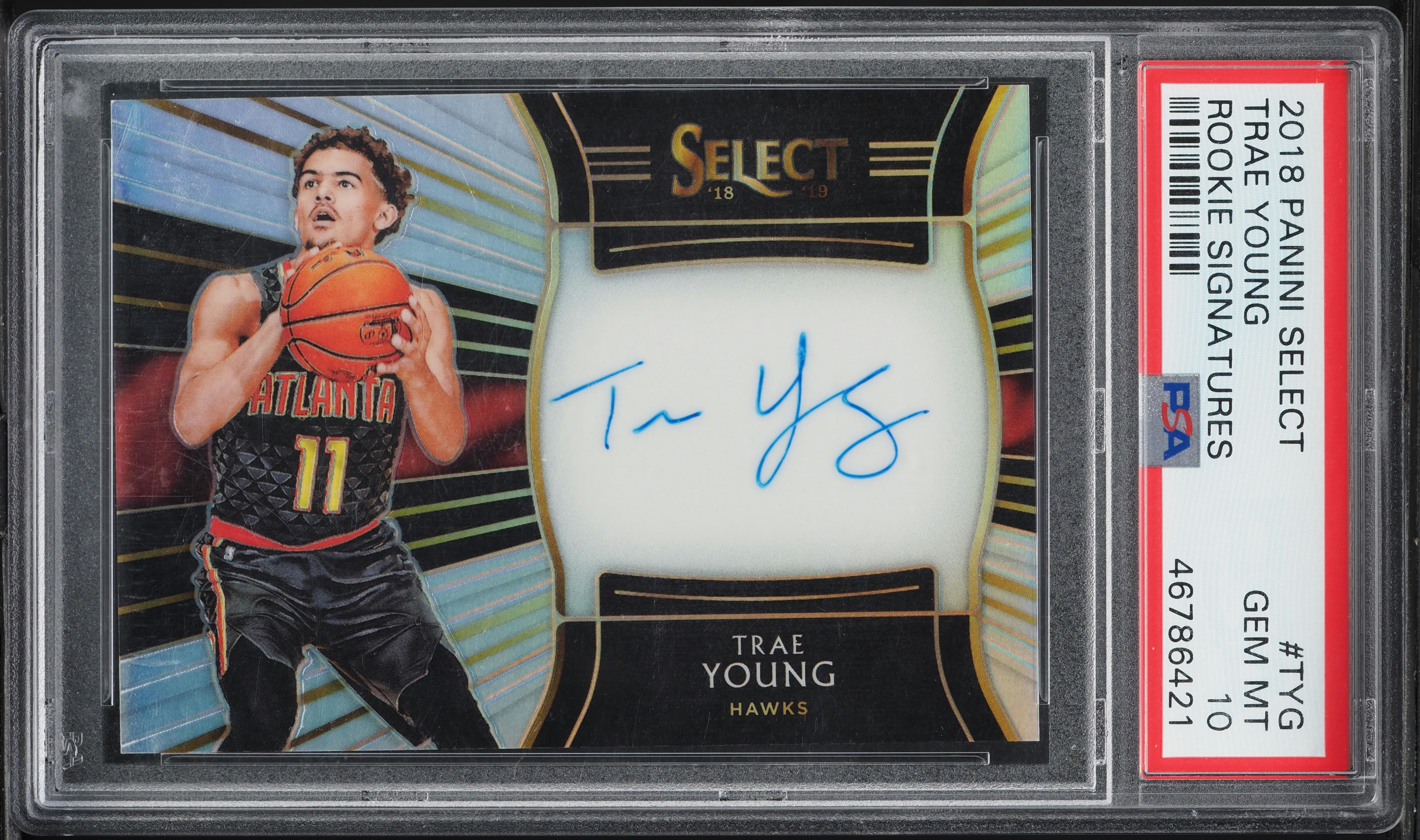 2018 Select Signatures Trae Young ROOKIE AUTO /199 #TYG PSA 10 GEM