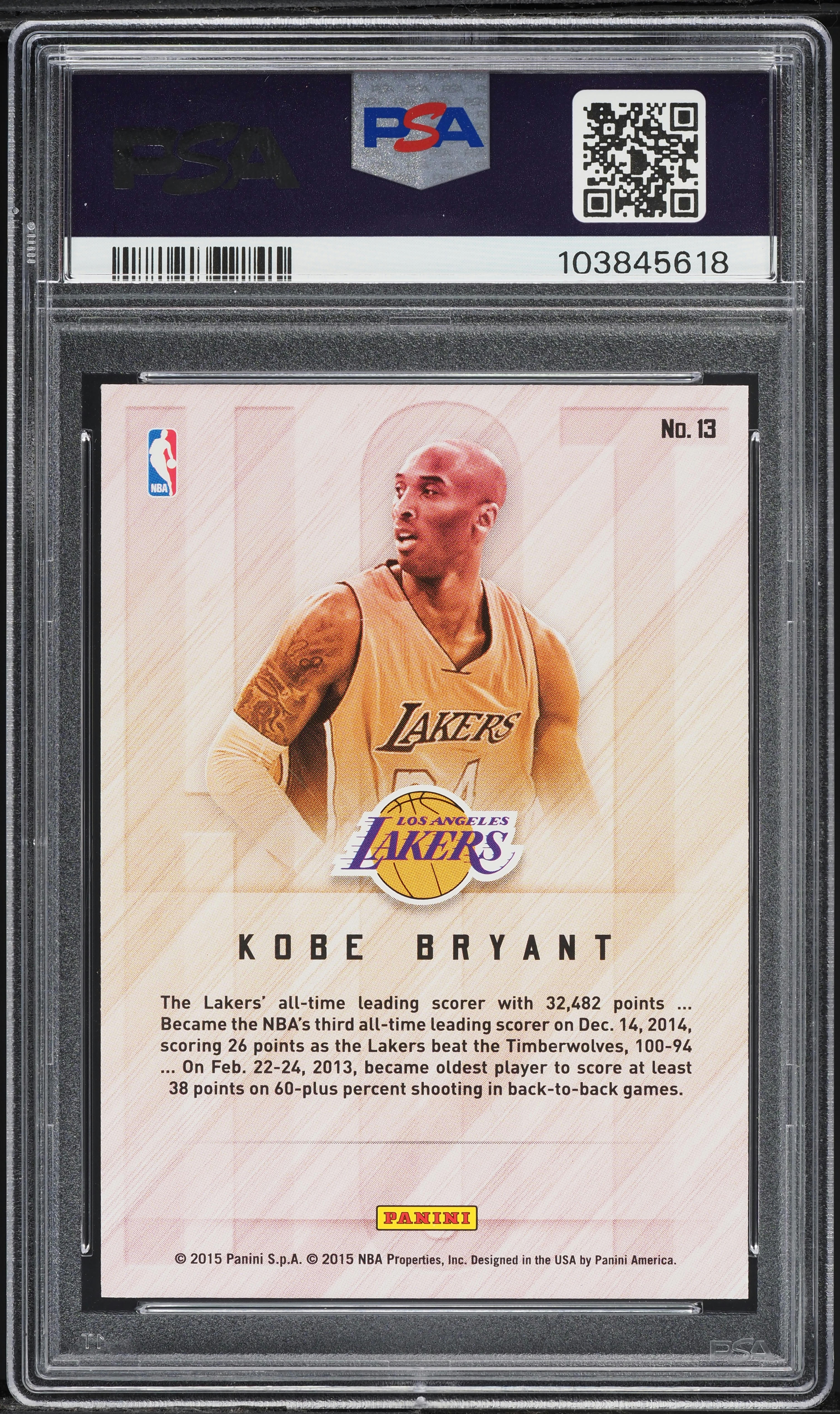 2015 Panini NBA International Hot Signatures Kobe Bryant #13 PSA 7