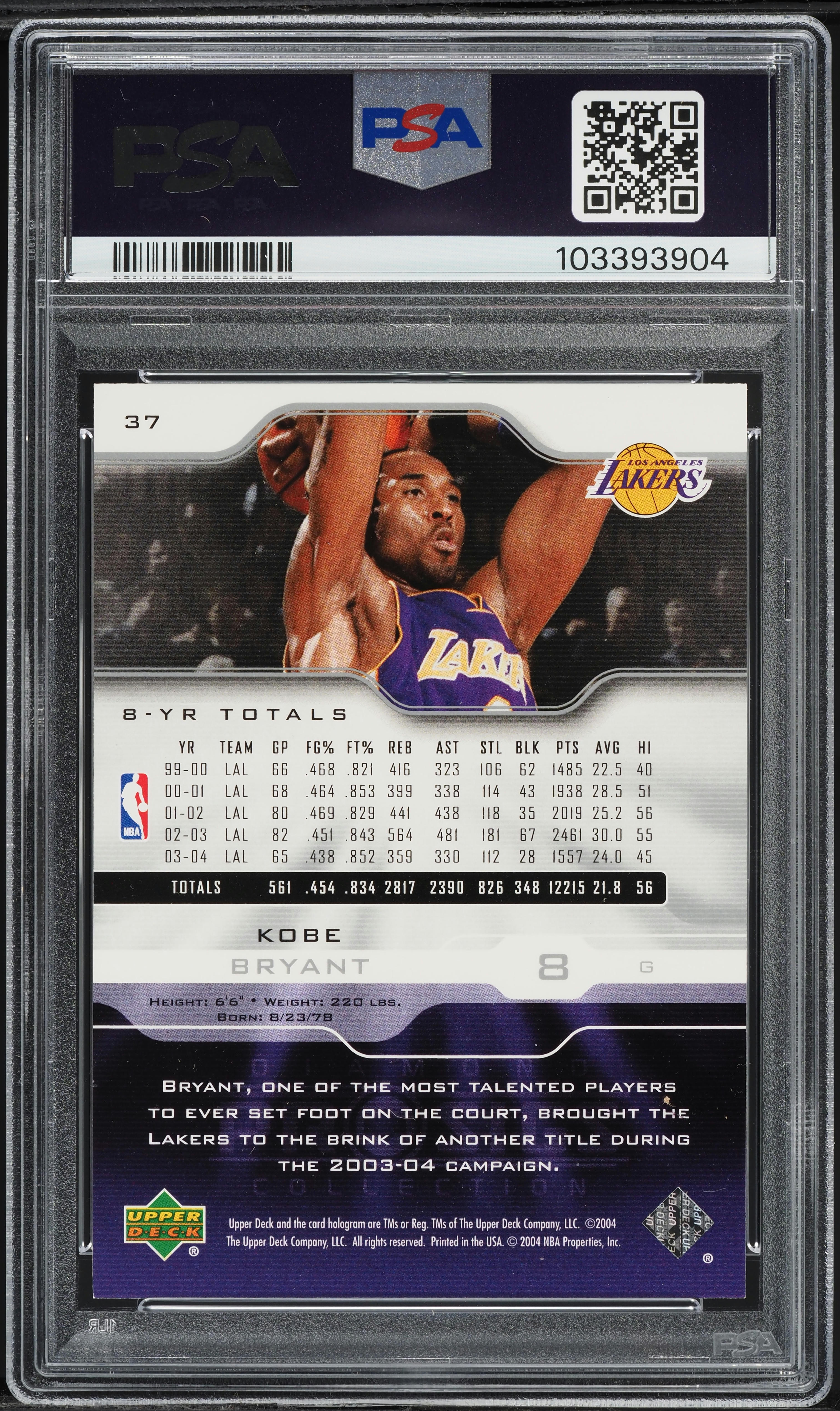 2004 Upper Deck Pro Sigs Kobe Bryant #37 PSA 9 MINT on Fanatics
