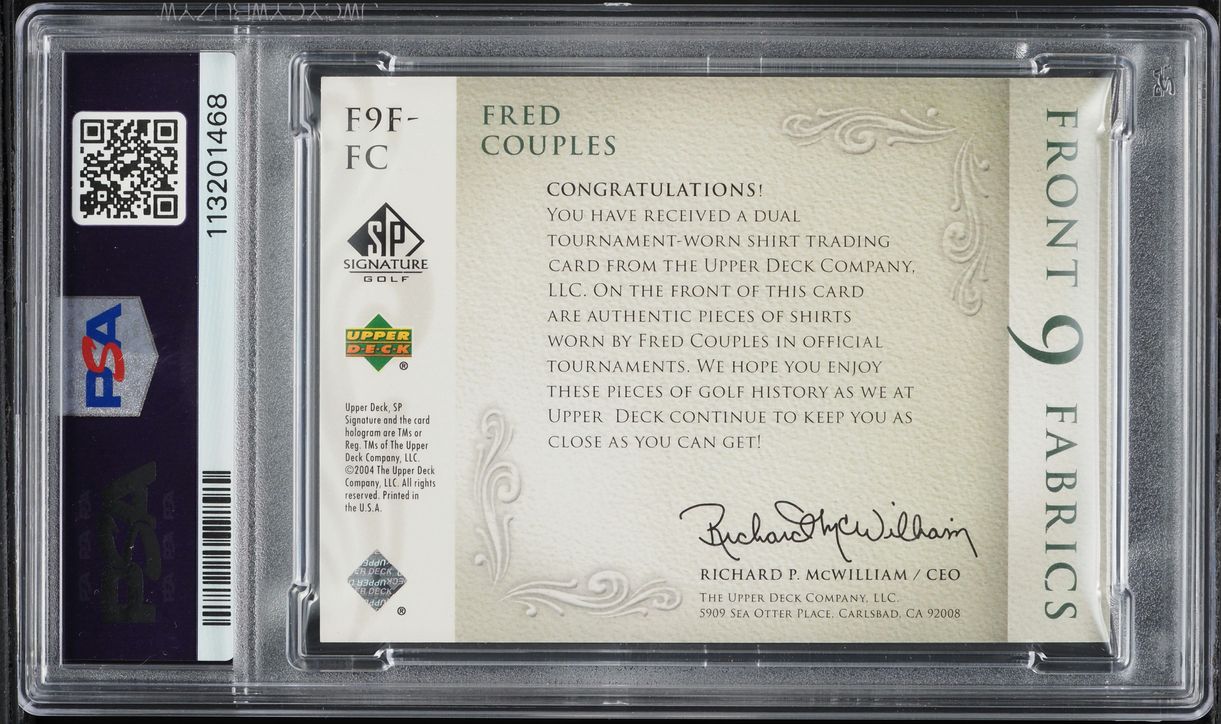 2004 SP Signature Front 9 Fred Couples PATCH /100 #F9F-FC PSA 8 NM-MT