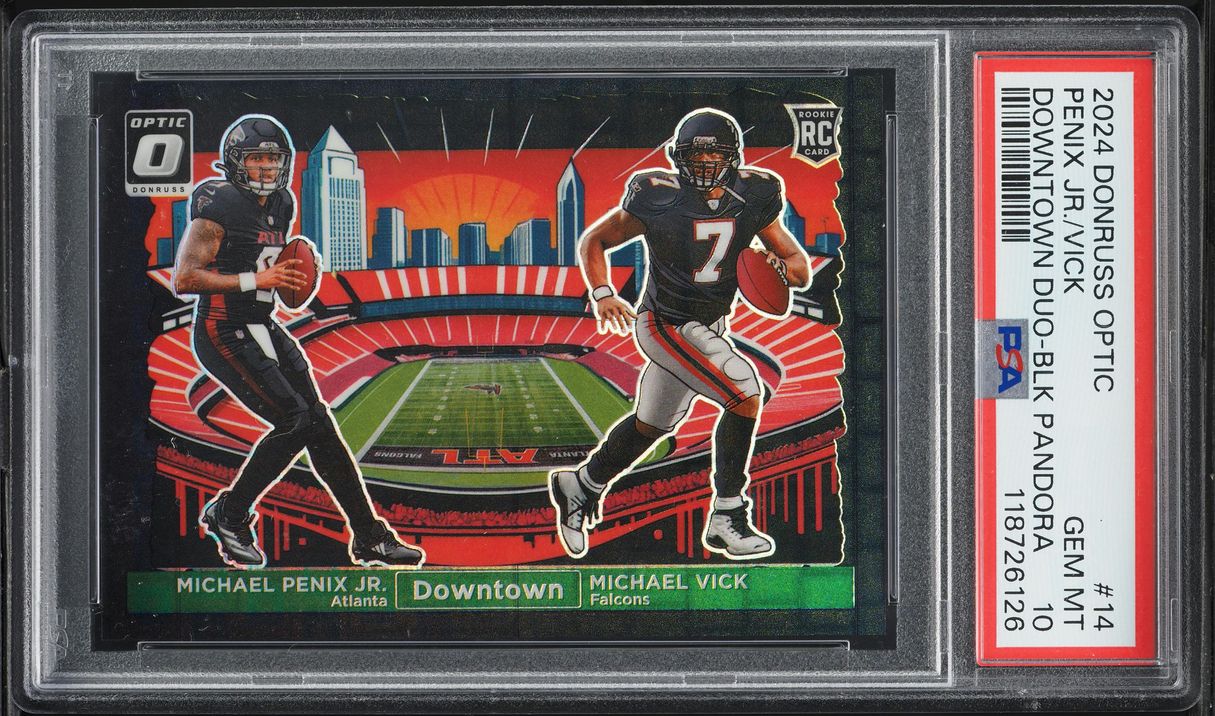 2024 Donruss Optic Downtown Duos Black Pandora Vick Penix Jr. RC /25 #14 PSA 10