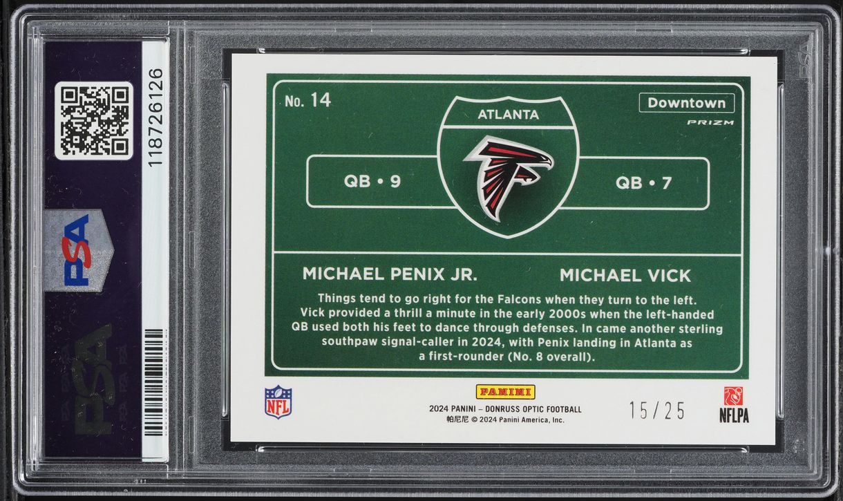 2024 Donruss Optic Downtown Duos Black Pandora Vick Penix Jr. RC /25 #14 PSA 10