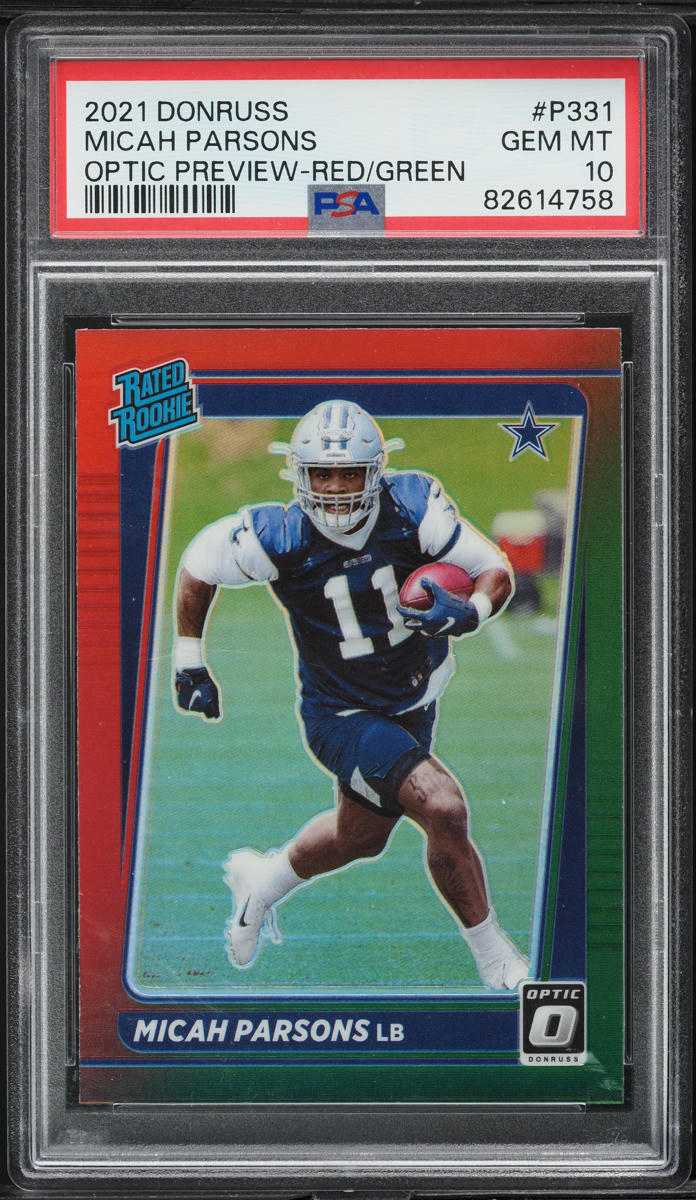 2021 Donruss Optic Preview Red Green Micah Parsons ROOKIE #P331 PSA 10 GEM MINT