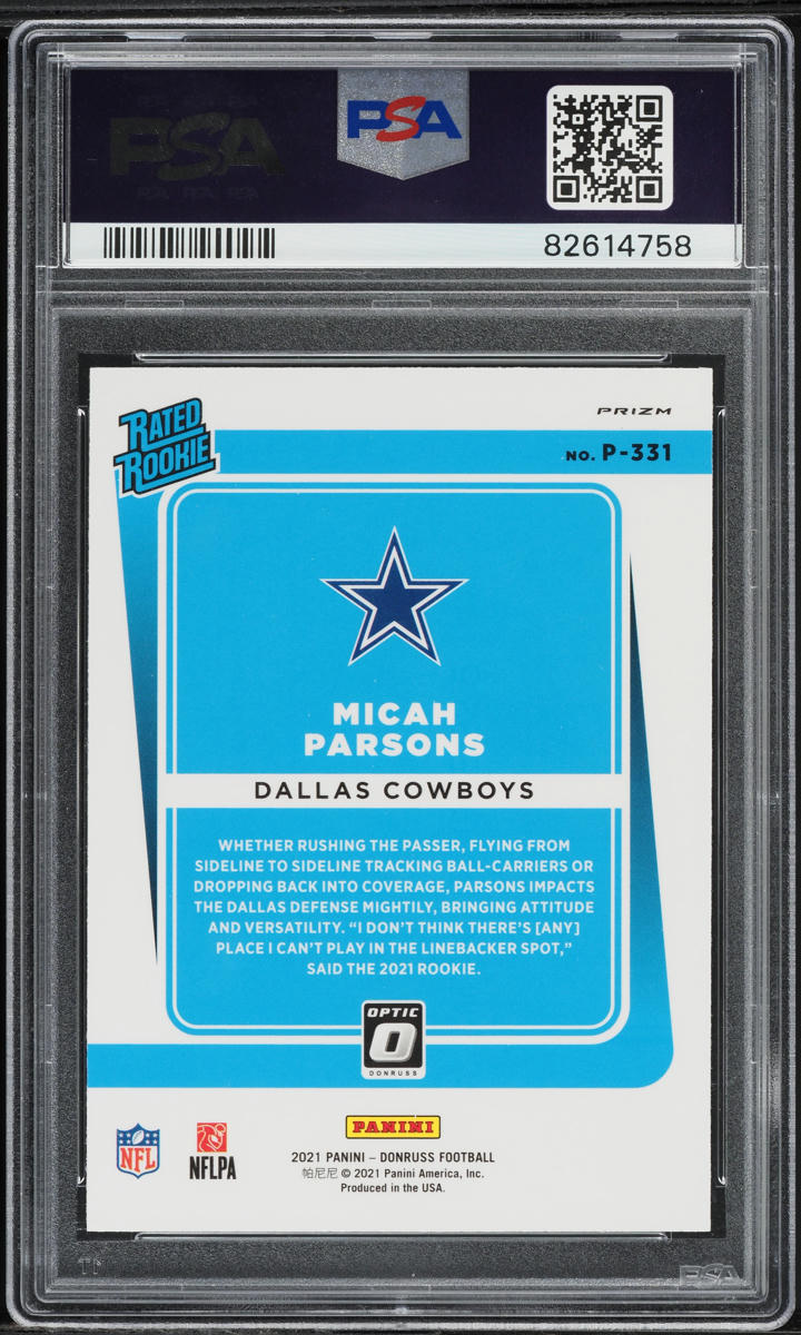 2021 Donruss Optic Preview Red Green Micah Parsons ROOKIE #P331 PSA 10 GEM MINT