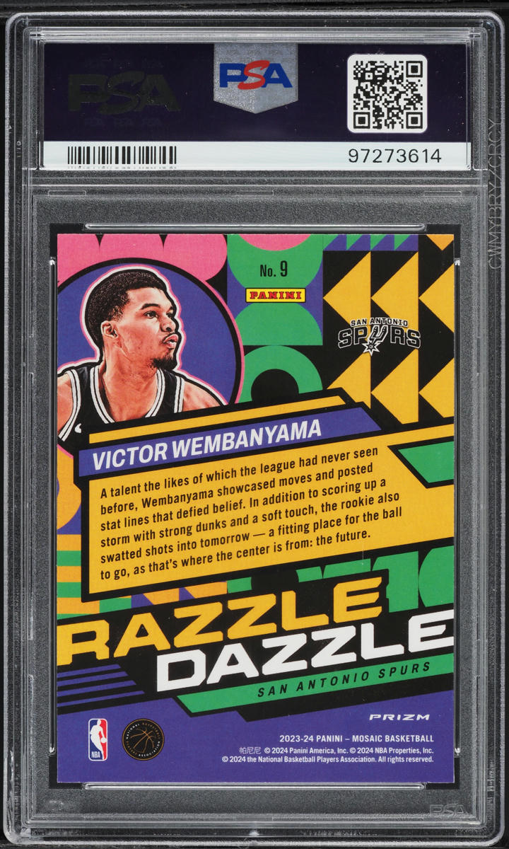 2023 Panini Mosaic Razzle Dazzle Victor Wembanyama ROOKIE #9 PSA 10 GEM MINT