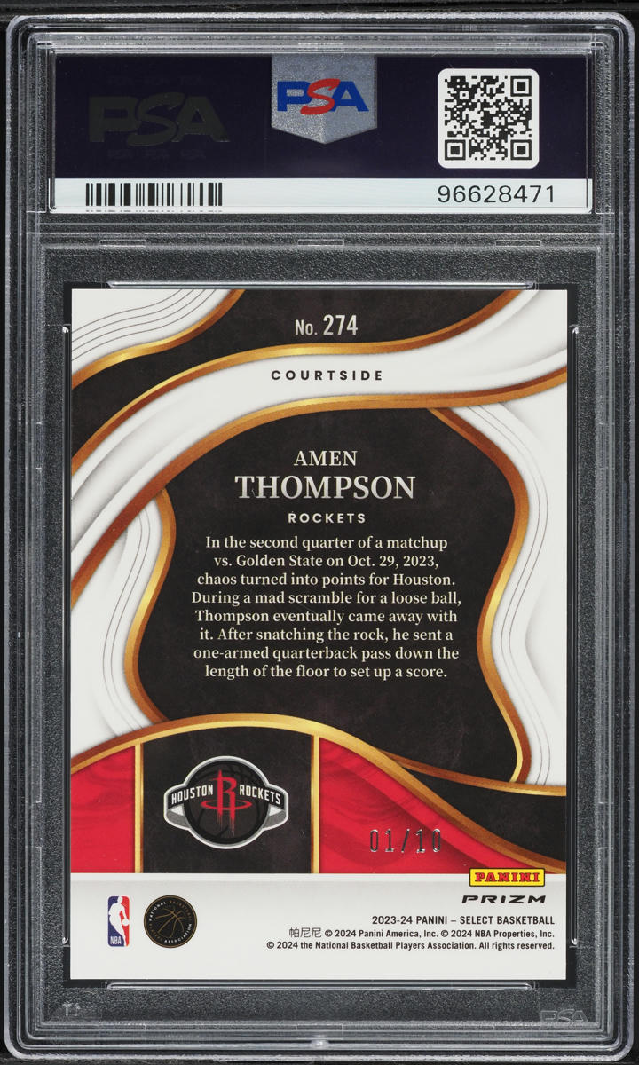 2023 Panini Select Gold Tectonic Amen Thompson ROOKIE 1/10 #274 PSA 10 GEM MINT