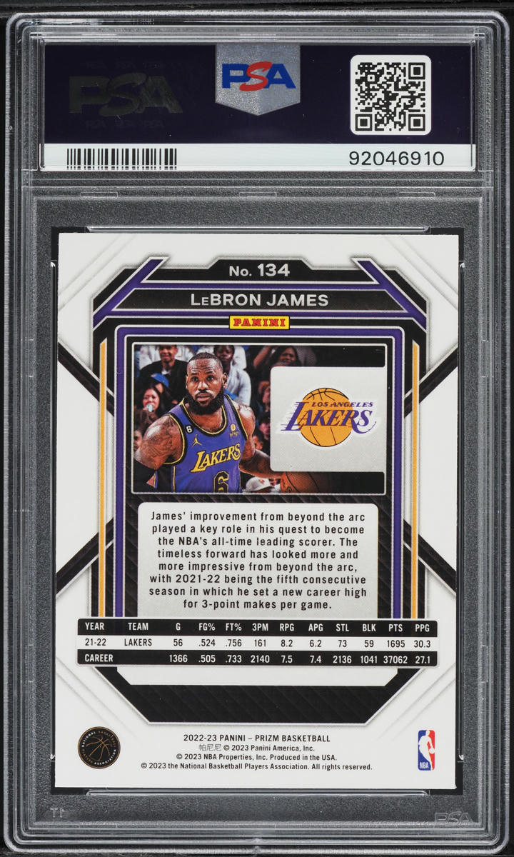 2022 Panini Prizm LeBron James #134 PSA 9 MINT