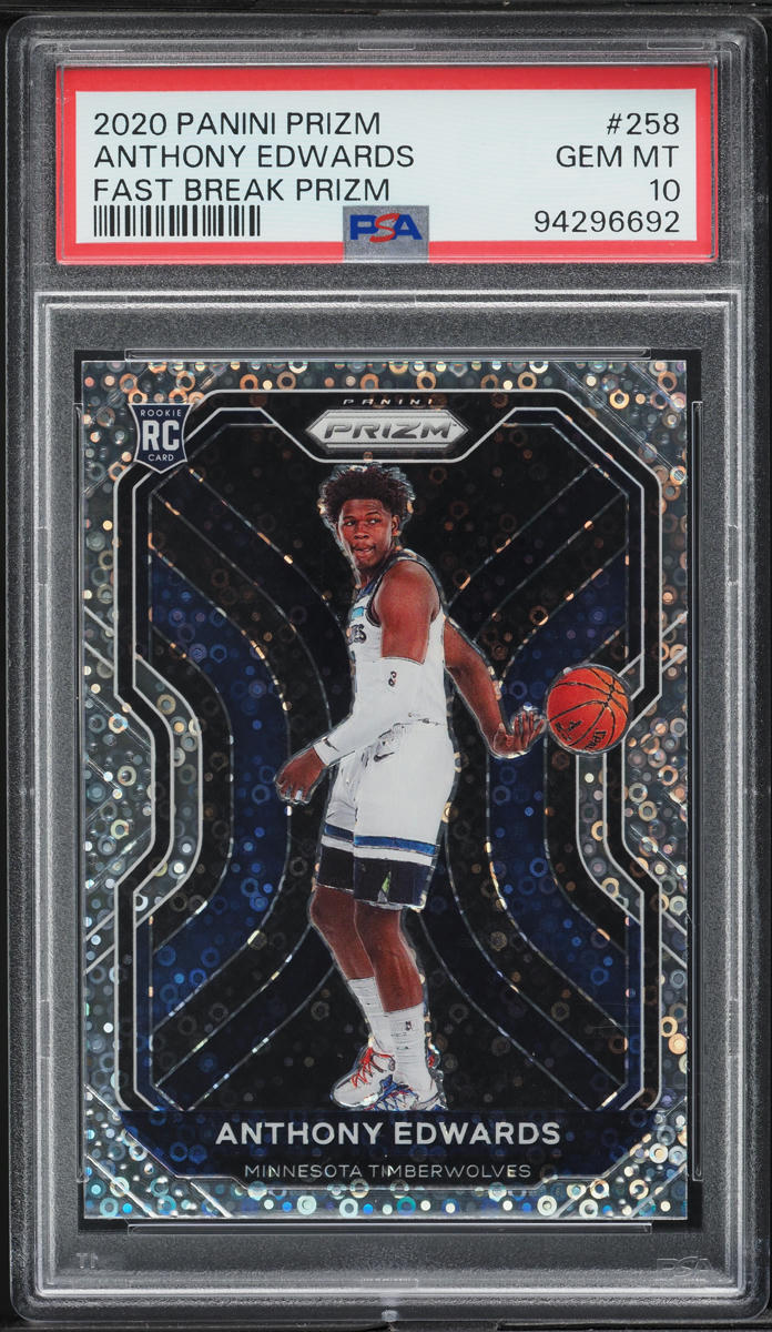 2020 Panini Prizm Fast Break Anthony Edwards ROOKIE #258 PSA 10 GEM MINT