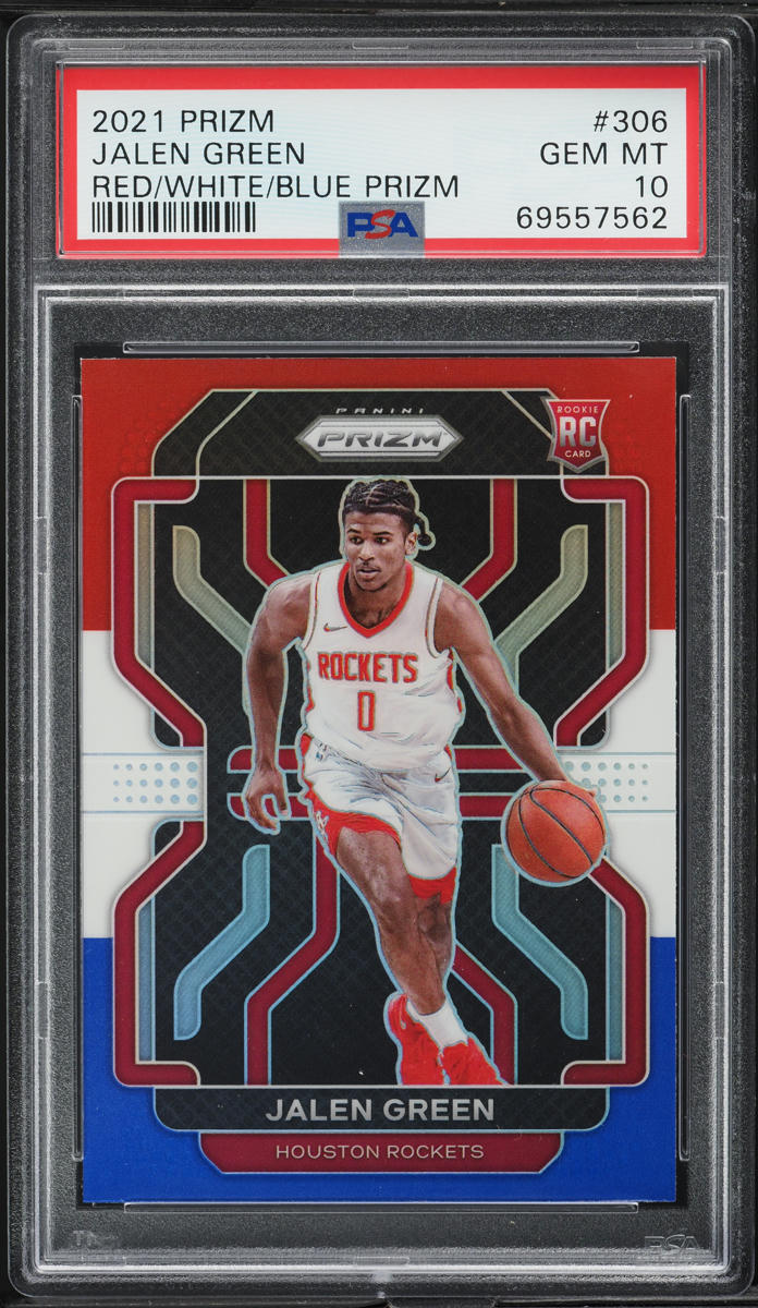 2021 Panini Prizm Red White Blue Jalen Green ROOKIE #306 PSA 10 GEM MINT