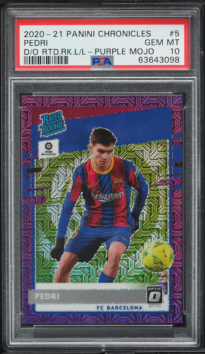 2020 Panini Chronicles Donruss Optic Purple Mojo Pedri ROOKIE #5 PSA 10 GEM MINT