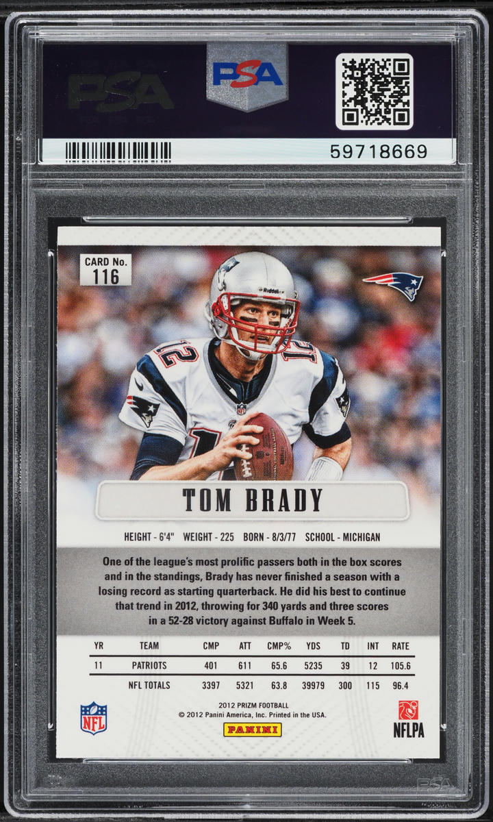 2012 Panini Prizm Tom Brady #116 PSA 10 GEM MINT