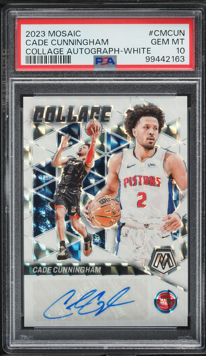 2023 Panini Mosaic Collage White Cade Cunningham AUTO 2/25 #CMCUN PSA 10 GEM