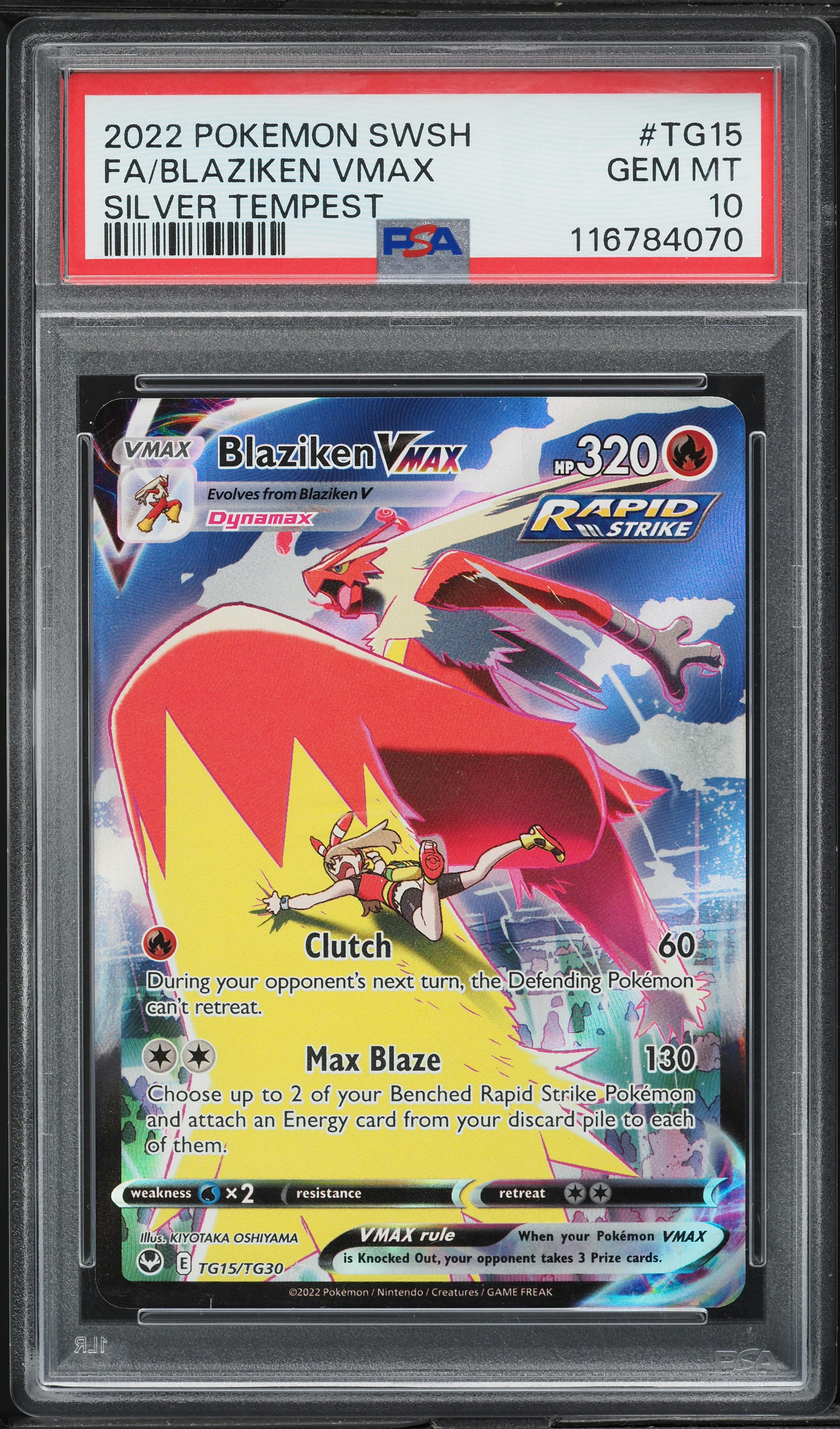 2022 Pokemon SWSH Silver Tempest Full Art Blaziken VMAX #TG15 PSA