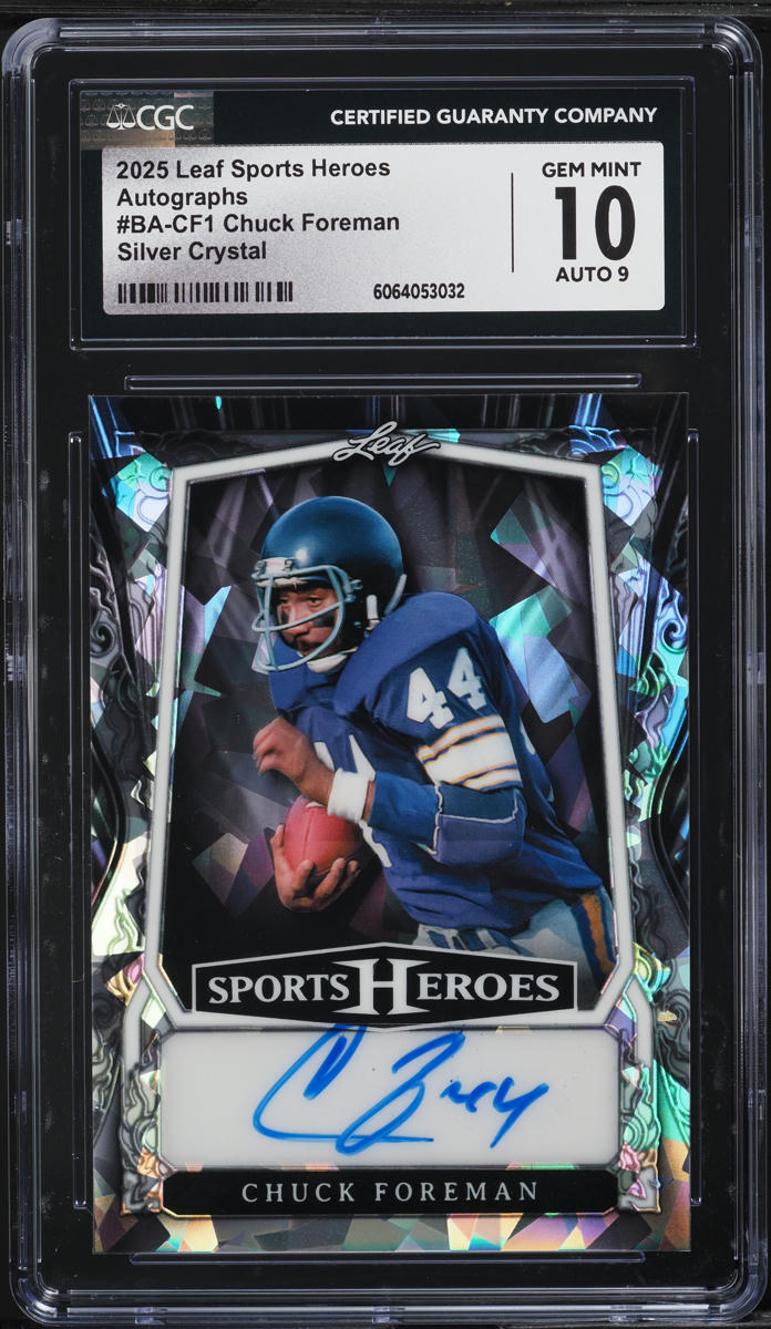 2025 Leaf Sports Heroes Silver Crystal Chuck Foreman AUTO /35 #BA-CF1 CGC 10 GEM