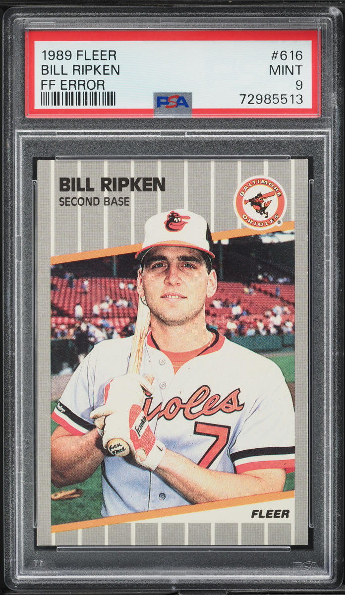 1989 Fleer Bill Ripken ROOKIE, FF ERROR #616 PSA 9 MINT on