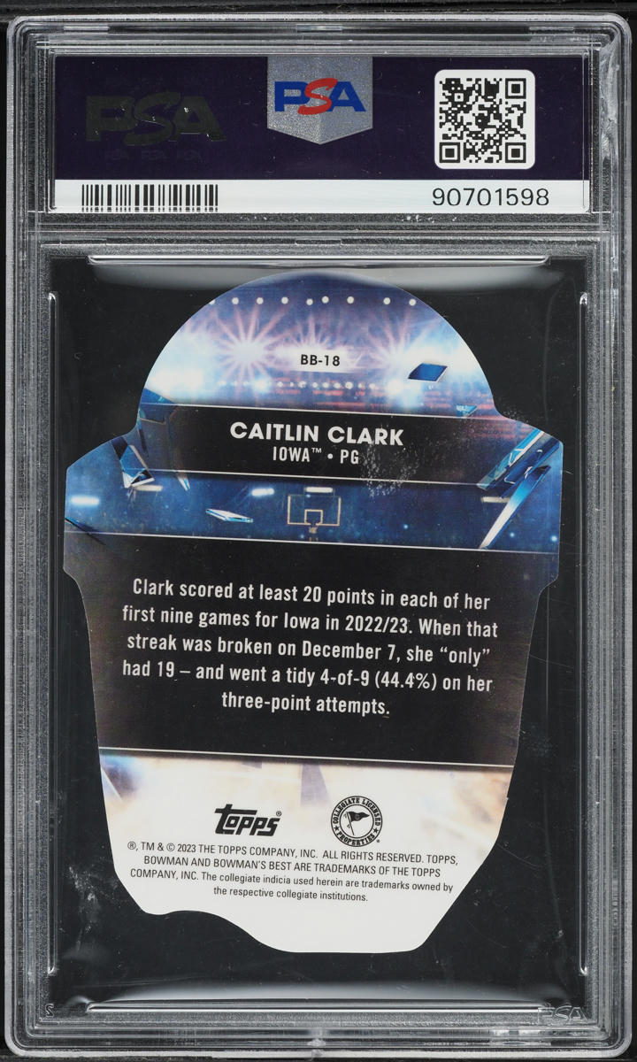 2022 Bowman University Best Buckets Die-Cut Caitlin Clark ROOKIE #BB-18 PSA 9