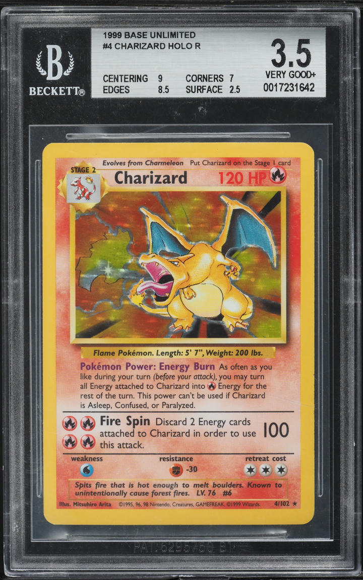 1999 Pokemon Base Set Holo Charizard #4 BGS 3.5 VG+