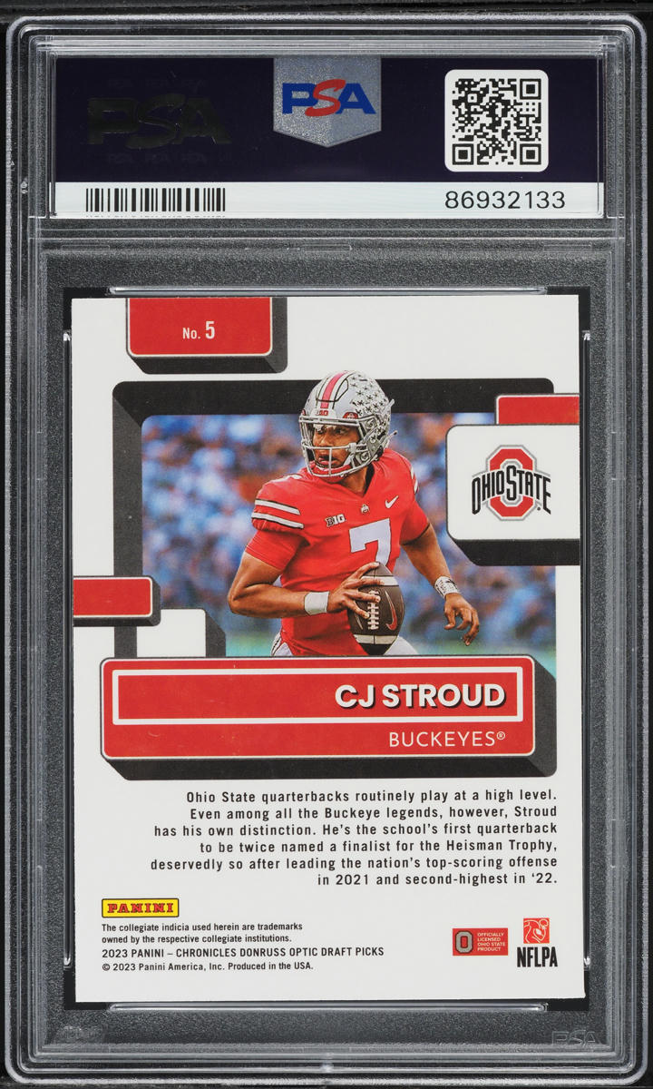 2023 Panini Chronicles Draft Picks Donruss Optic CJ Stroud ROOKIE #5 PSA 9 MINT