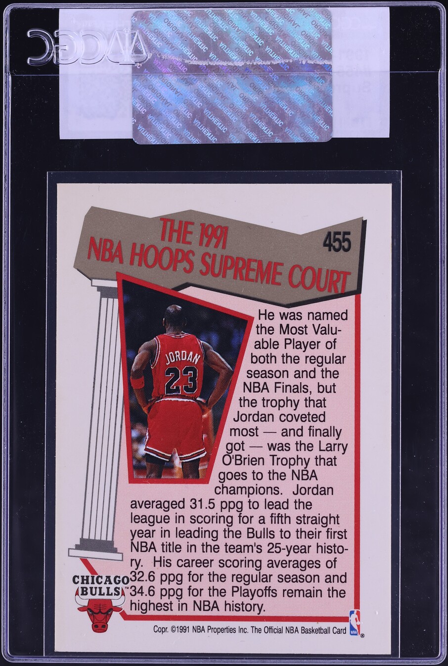 1991 Hoops Supreme Court Michael Jordan #455 CGC AUTH