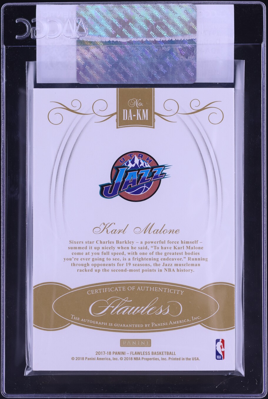 2017 Panini Flawless Distinguished Green Karl Malone AUTO 1/5 #DA-KM CGC AUTH