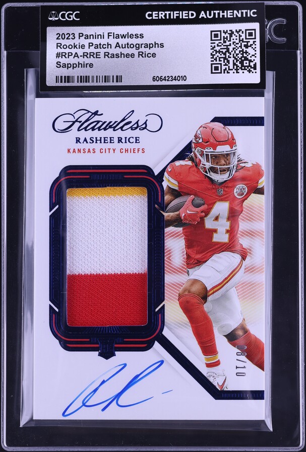 2023 Panini Flawless Sapphire Rashee Rice ROOKIE PATCH AUTO /10