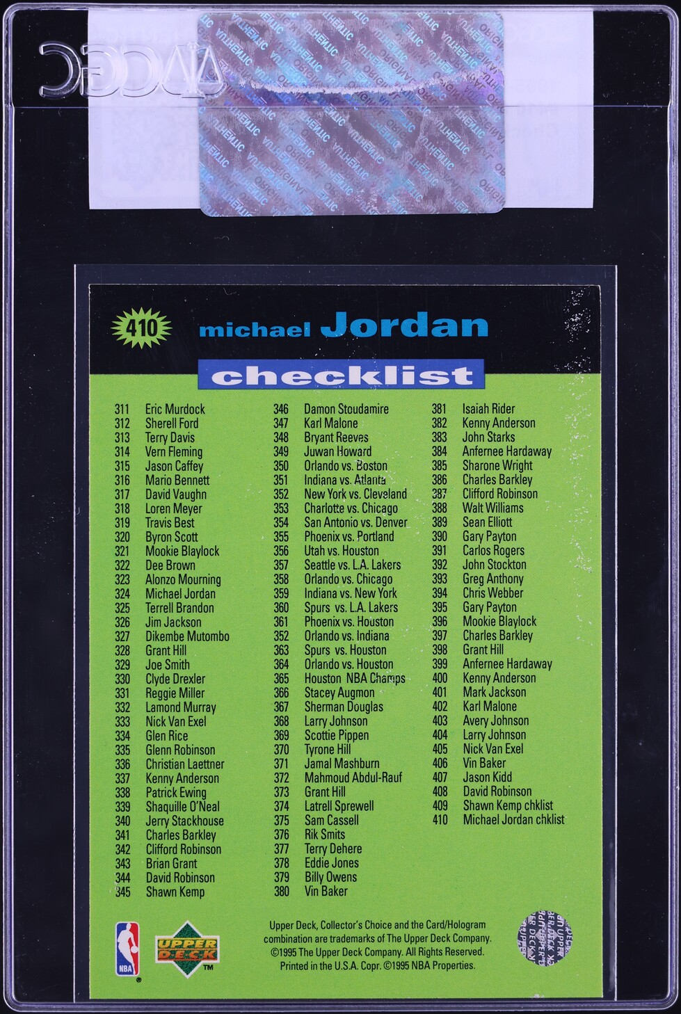 1995 Collector's Choice Checklist 311-410 Michael Jordan #410 CGC AUTH