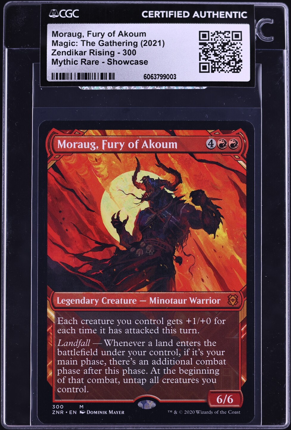 2021 Magic The Gathering Zendikar Rising Showcase Moraug, Fury Of Akoum CGC AUTH