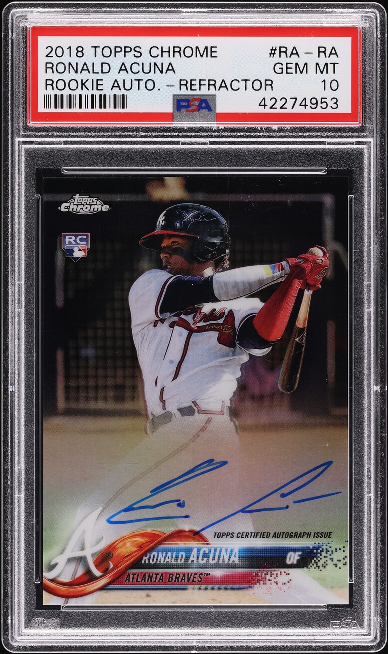 2018 Topps Chrome Refractor Ronald Acuna Jr. ROOKIE AUTO /499 #RA-RA PSA 10 GEM