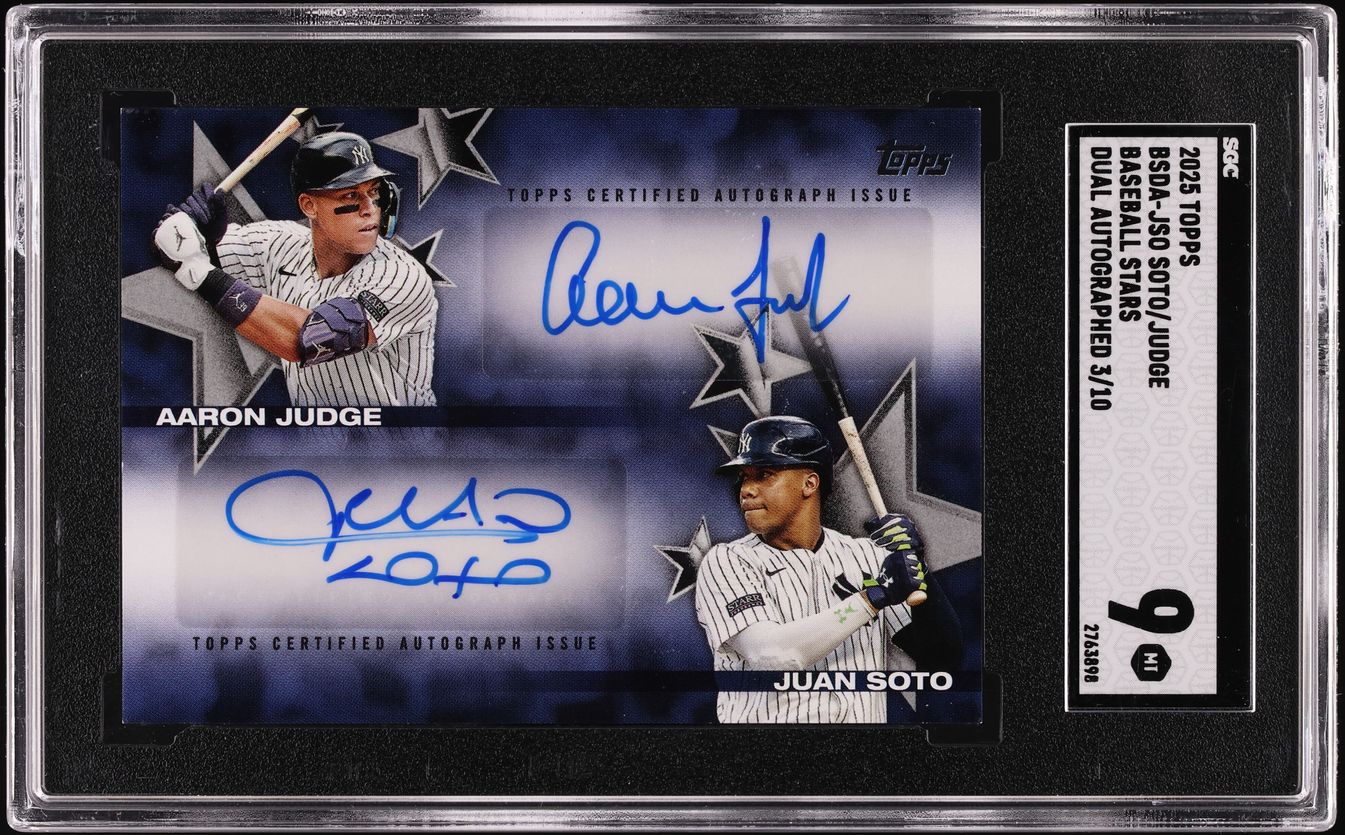 2025 Topps Baseball Stars Dual Juan Soto & Aaron Judge AUTO /10 SGC 9 MINT