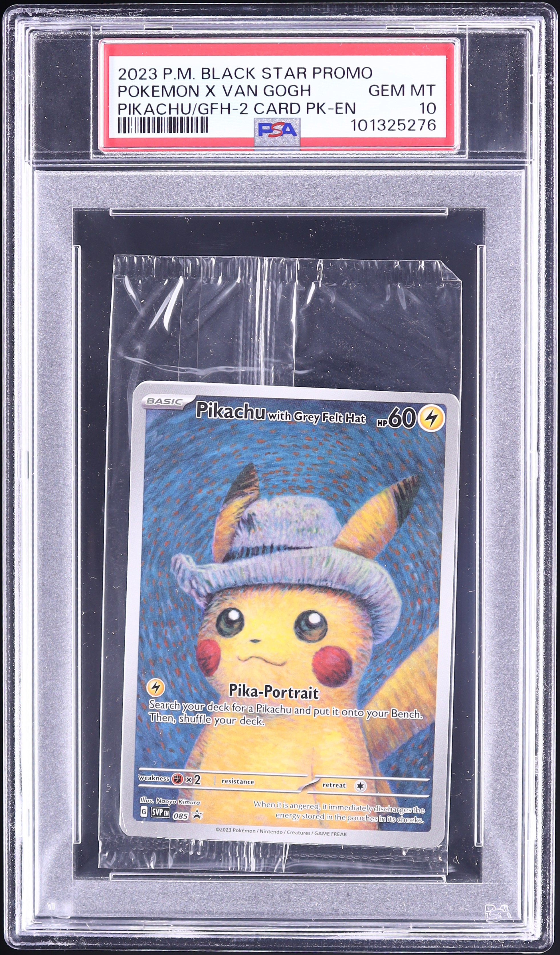 pikachu pokemon card van gogh Pikachu w Grey Felt Hat Pokemon Black Star Promo x Van Gogh #085 CGC 10  Pristine main image 1