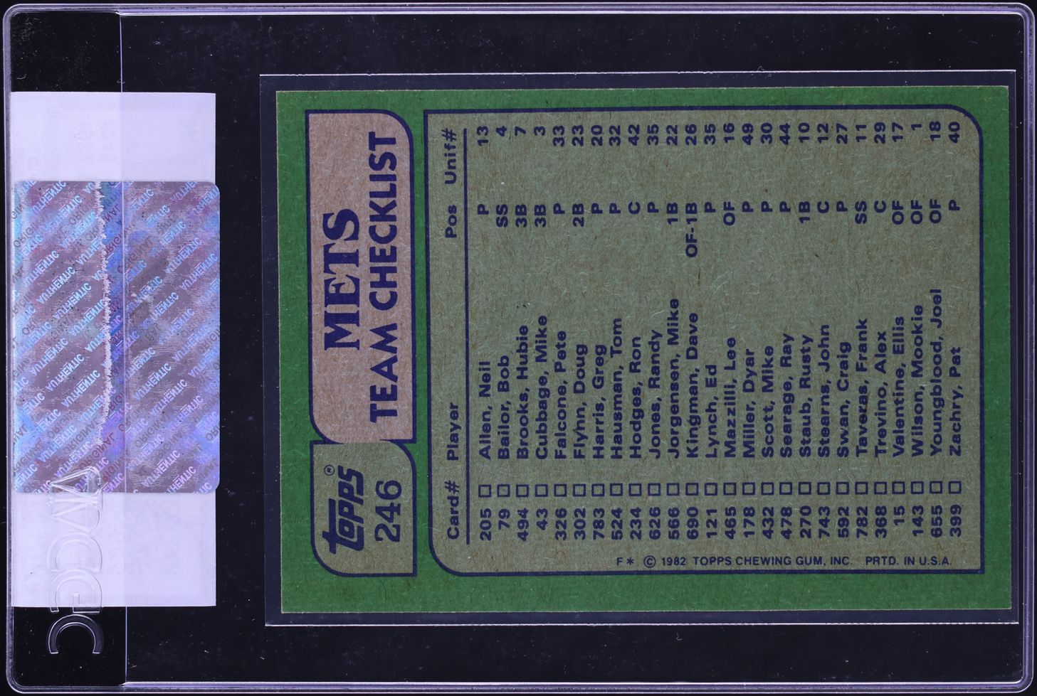 1982 Topps Hubie Brooks Mike Scott #246 CGC AUTH