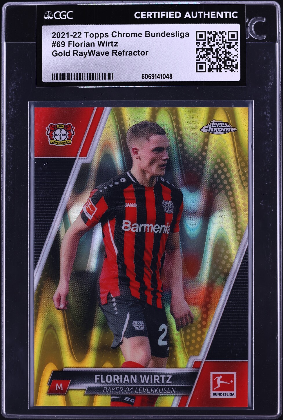 2021 Topps Chrome Bundesliga Gold Raywave Refractor Florian Wirtz #69 CGC AUTH