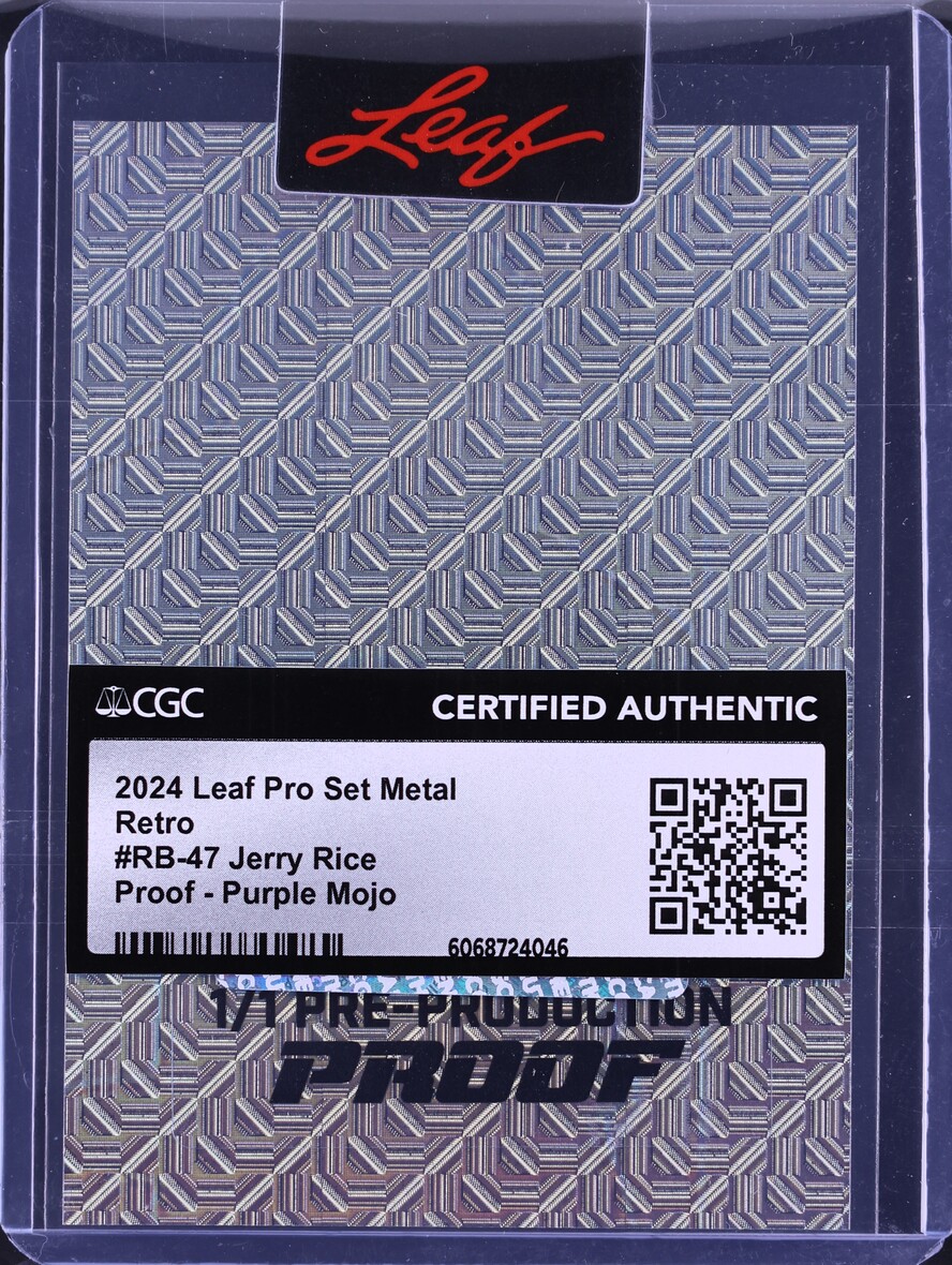2024 Leaf Pro Set Metal Retro Proof Purple Mojo Jerry Rice 1/1 #RB-47 CGC AUTH