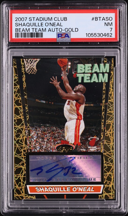 2007 Stadium Club Beam Team Gold Shaquille O'Neal AUTO /25 #BTASO PSA 7 NRMT