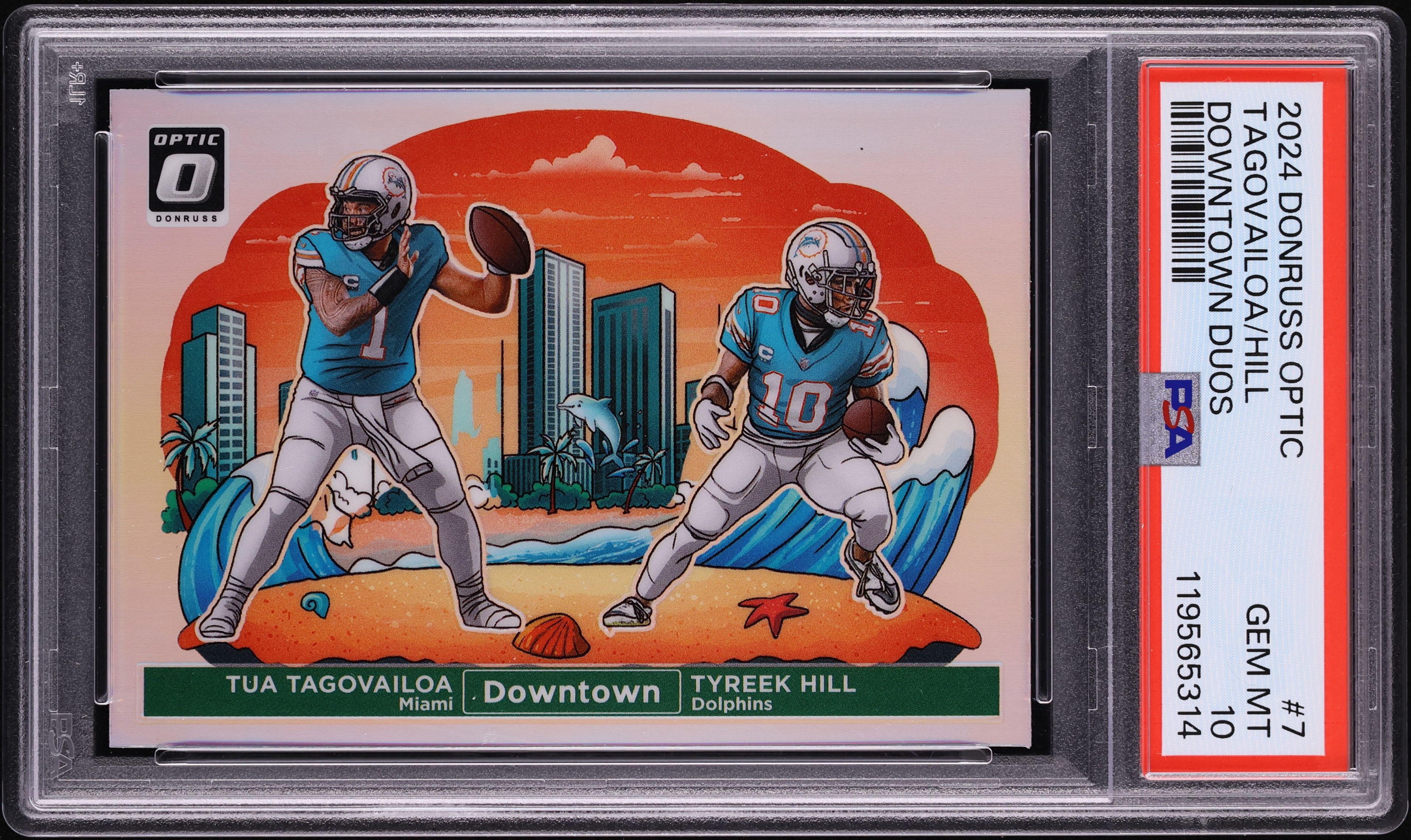 2024 Donruss Optic Downtown Duos Tua Tagovailoa Tyreek Hill #7 PSA 2024 Donruss Optic Downtown Duos Tua Tagovailoa Tyreek Hill #7 PSA