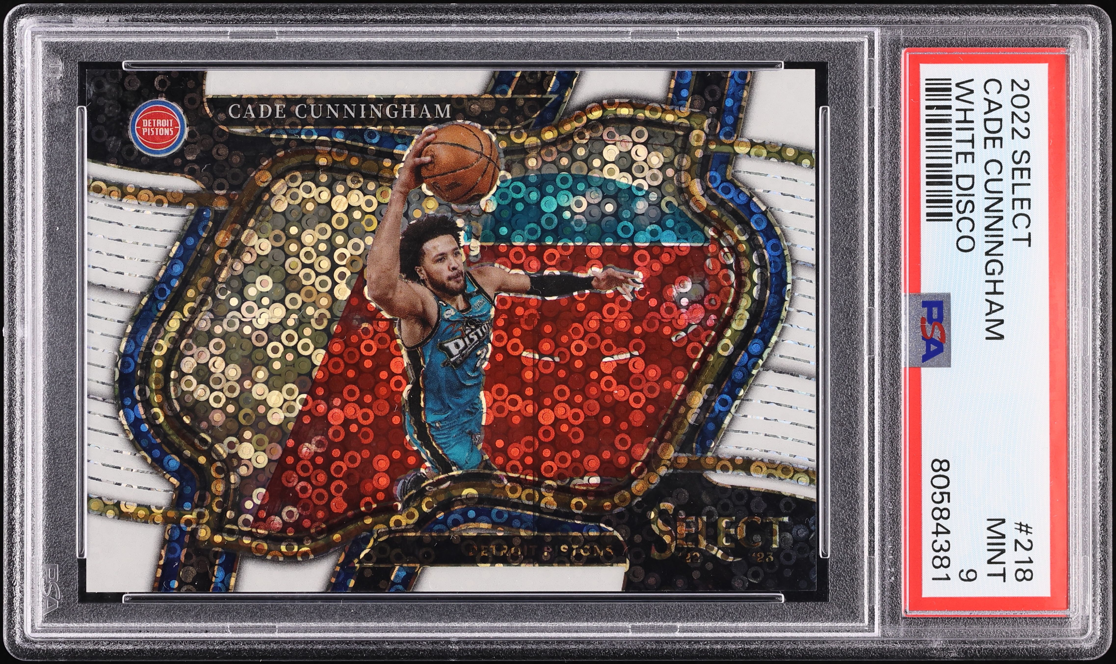2022 Panini Select Basketball White Disco Cade Cunningham #218 PSA 9
