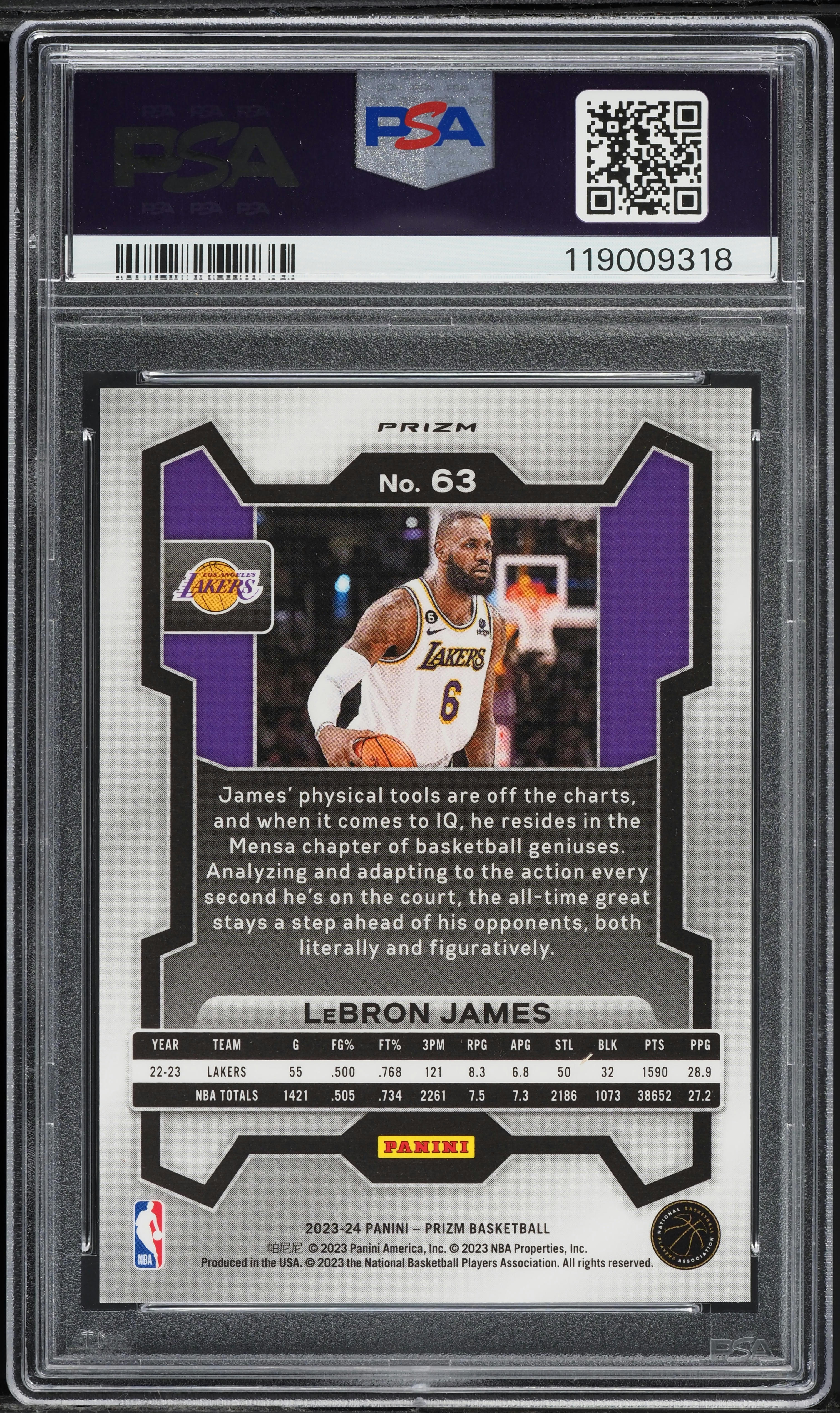 2023 Panini Prizm King Snake LeBron James #63 PSA 10 GEM MINT on