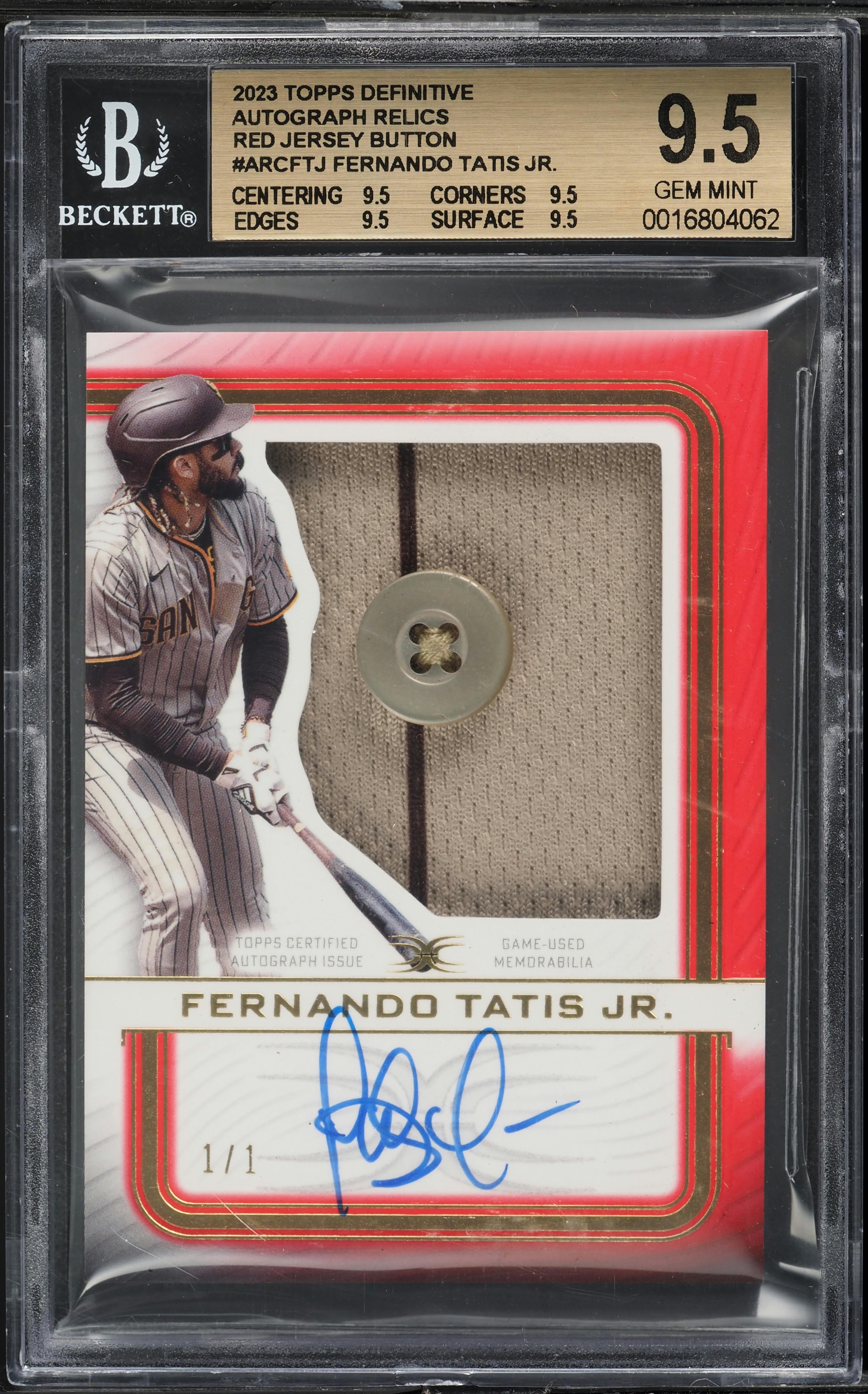 2023 Topps Definitive Relic Red Button Fernando Tatis Jr PATCH 