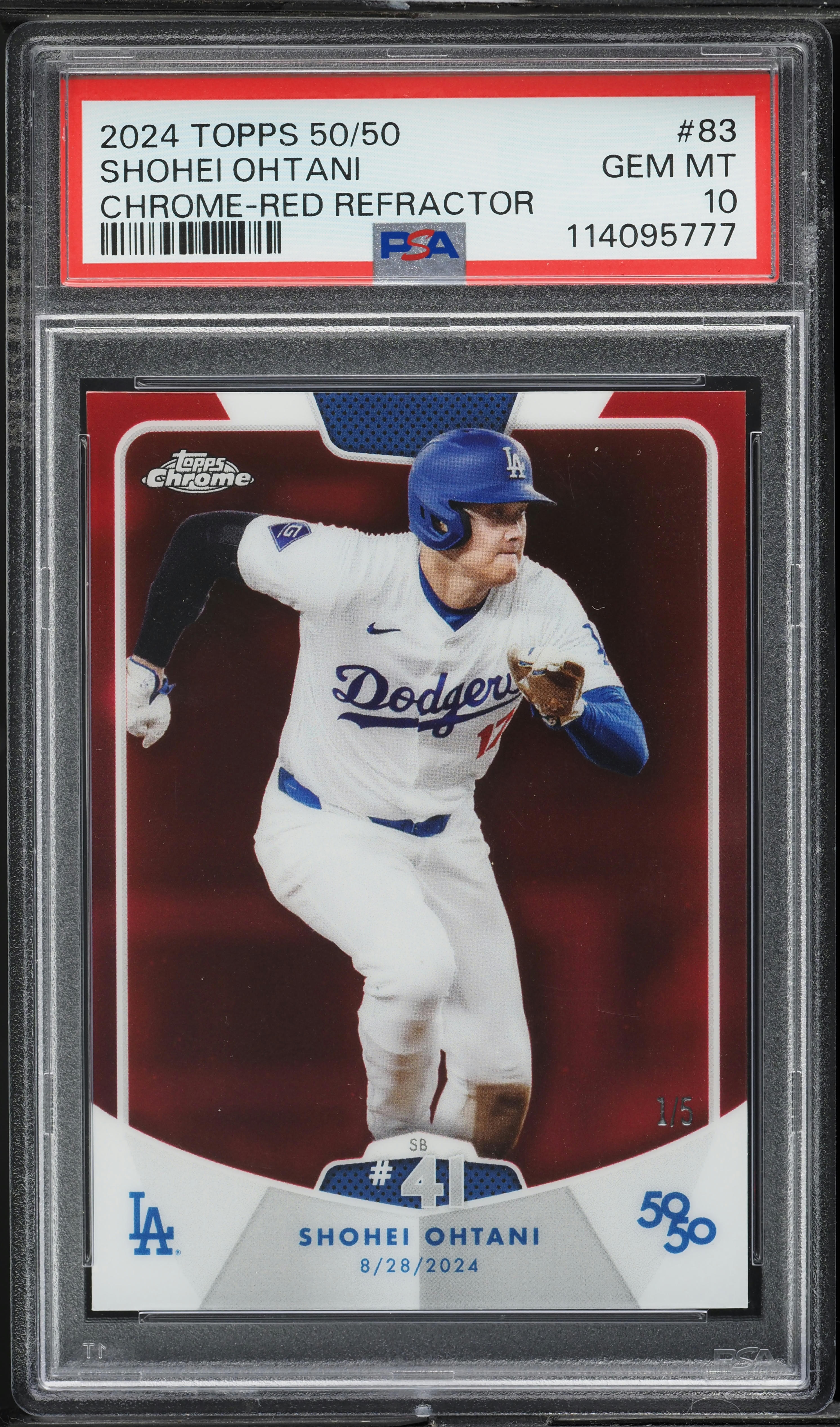 2024 Topps Chrome 50/50 Red Refractor Shohei Ohtani 1/5 #83 PSA 10 