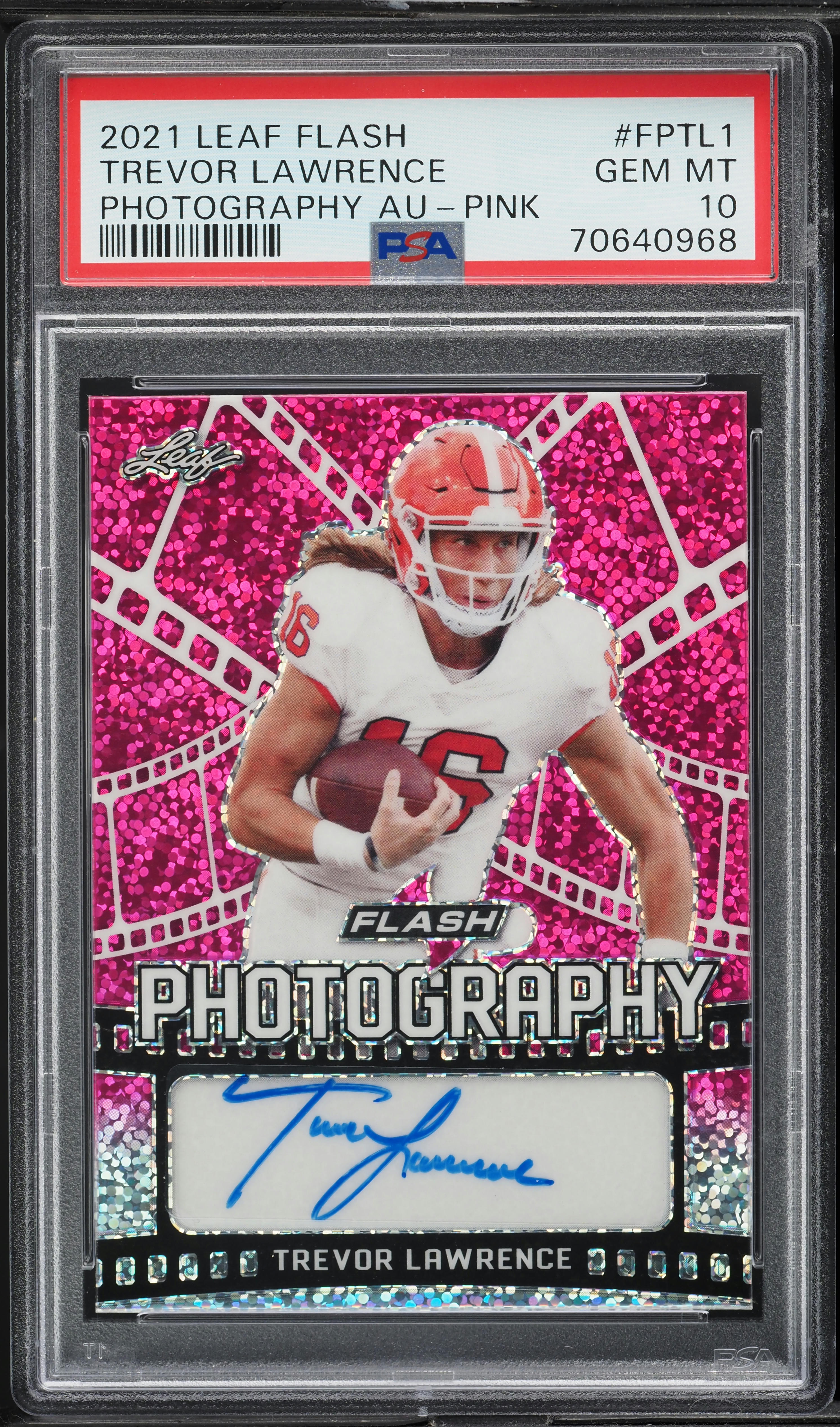 2021 Leaf Flash Photography Pink Trevor Lawrence ROOKIE AUTO /15