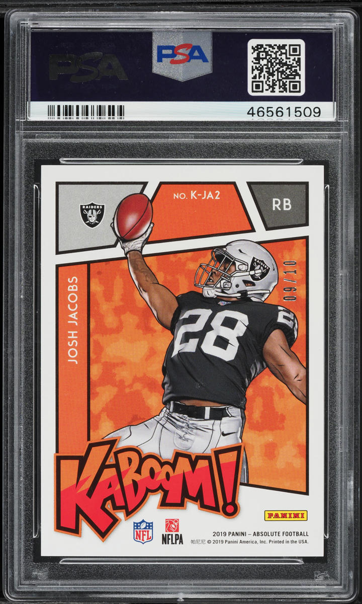 2019 Absolute Kaboom! Gold Josh Jacobs /10 #K-JA2 PSA 10 GEM MINT