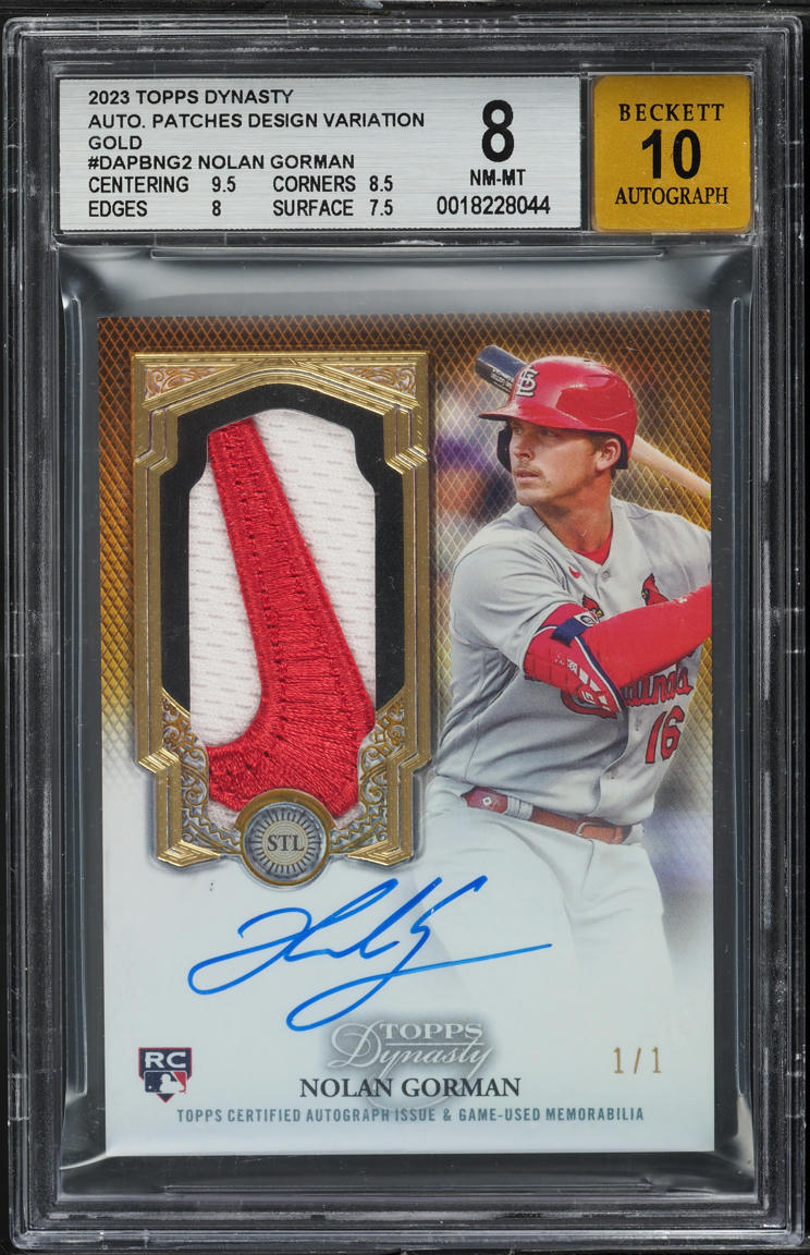 2023 Topps Dynasty Design Variation Gold Nolan Gorman RC PATCH