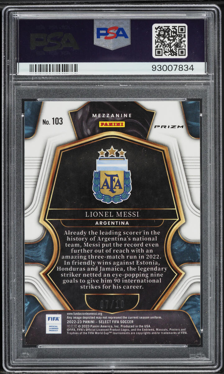 2022 Select FIFA Mezzanine Gold Lionel Messi /10 #103 PSA 10 GEM MINT