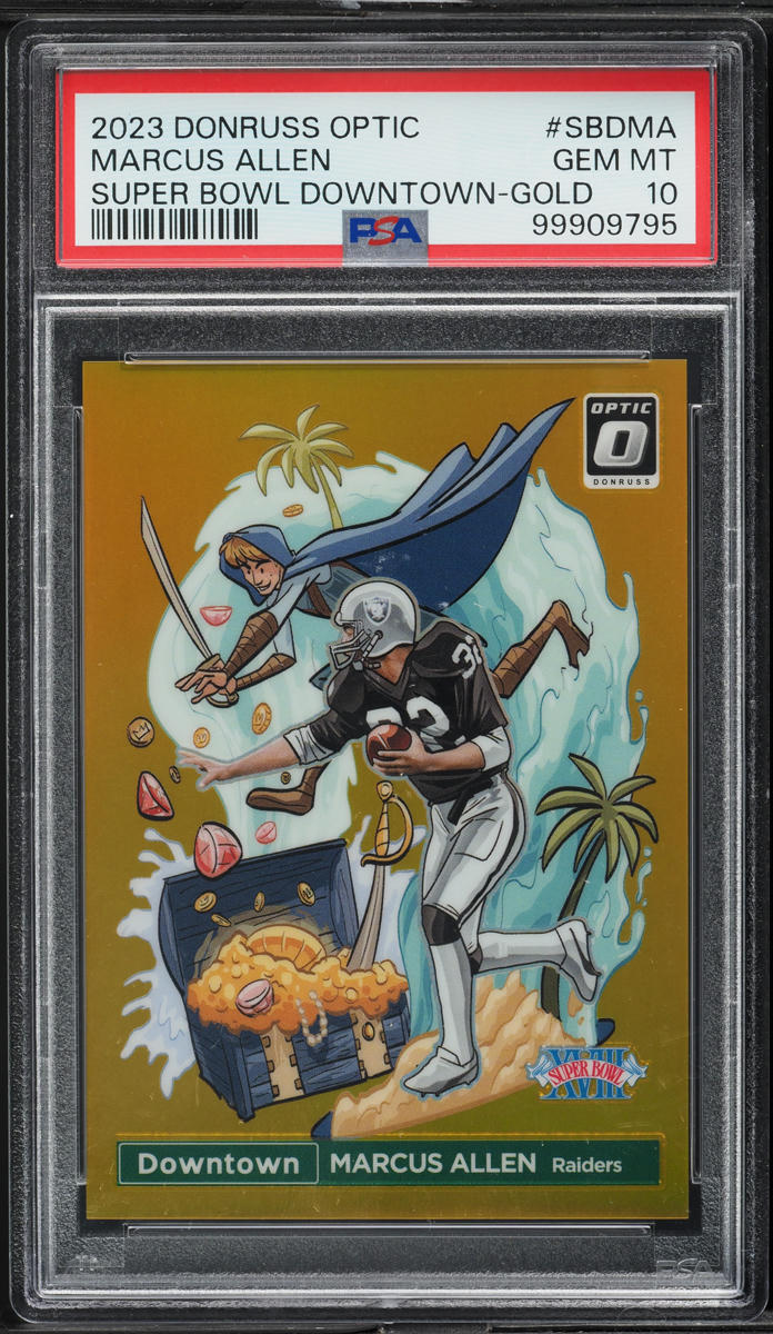 2023 Donruss Optic Super Bowl Downtown Gold Marcus Allen /10 #SBDMA PSA 10 GEM MINT