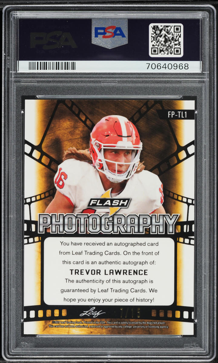 2021 Leaf Flash Photography Pink Trevor Lawrence ROOKIE AUTO /15
